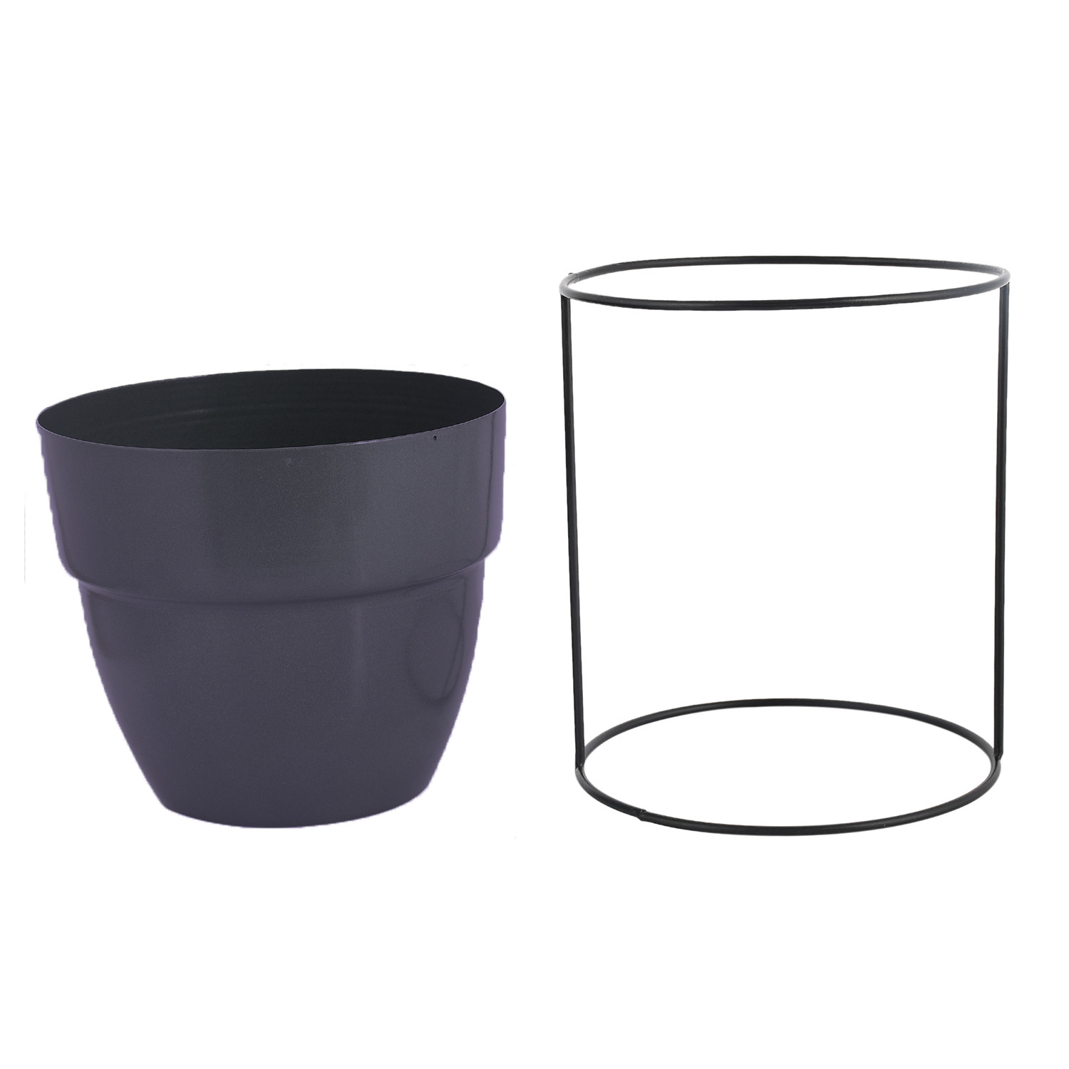 Kuber Industries Metal Planter|Decorative Modern Indoor Desk Pot|Iron Table Stand Flower Planter Pot For Home Décor,8.5 Inches,Pack of 2 (Green & Gray)