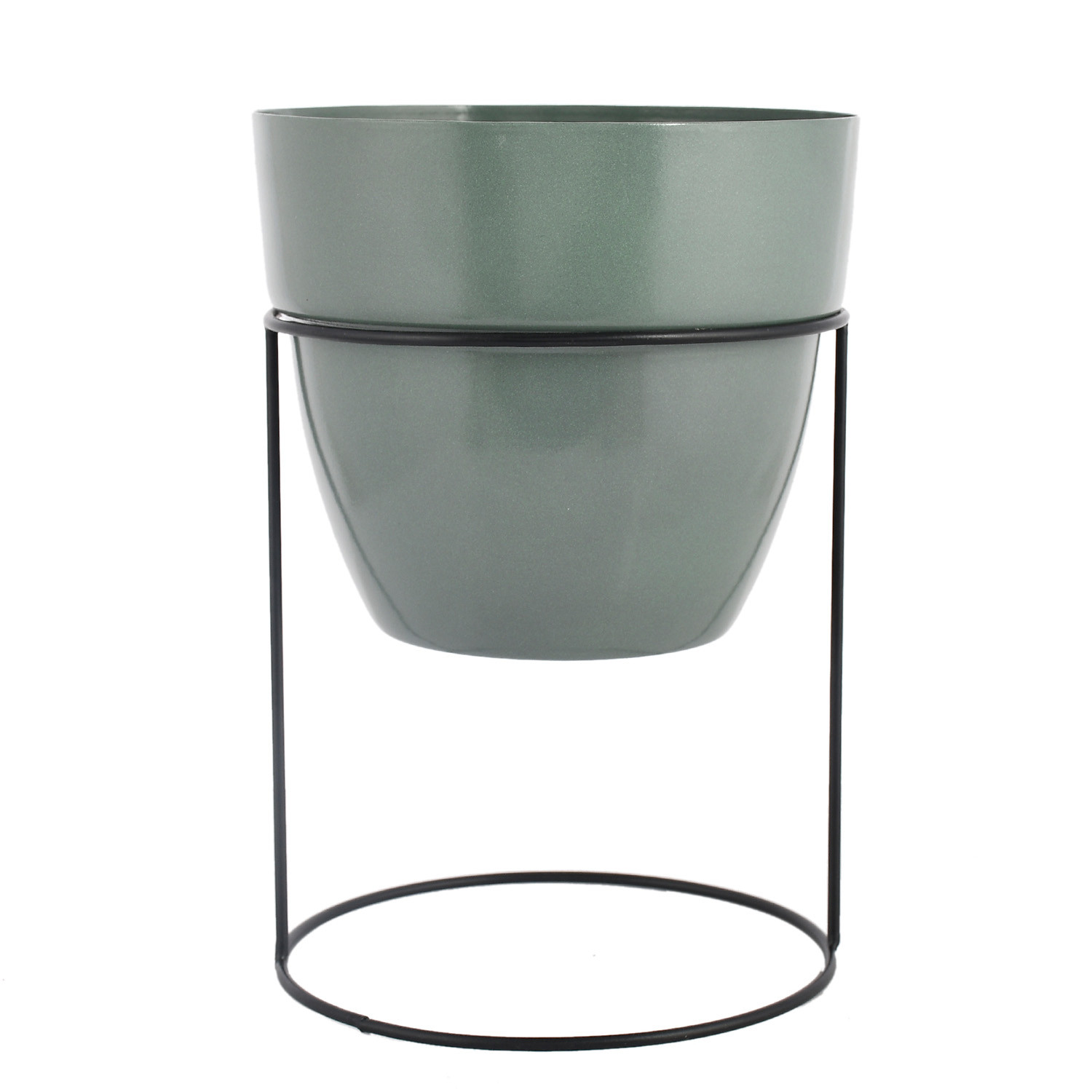 Kuber Industries Metal Planter|Decorative Modern Indoor Desk Pot|Iron Table Stand Flower Planter Pot For Home Décor,8.5 Inches,Pack of 2 (Green & Black)