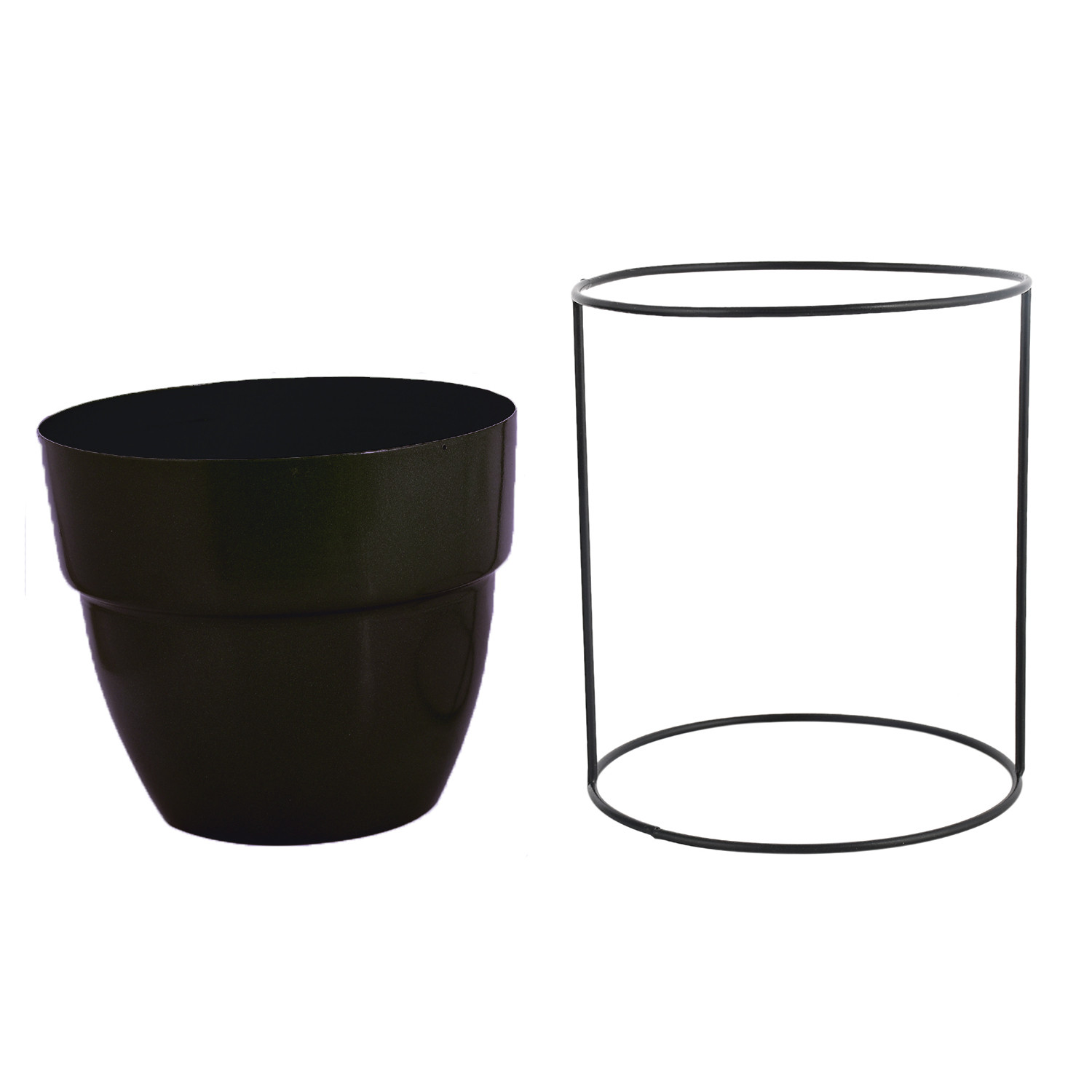 Kuber Industries Metal Planter|Decorative Modern Indoor Desk Pot|Iron Table Stand Flower Planter Pot For Home Décor,8.5 Inches,Pack of 2 (Green & Black)