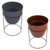 Kuber Industries Metal Planter|Decorative Modern Indoor Desk Pot|Iron Table Stand Flower Planter Pot For Home Décor,8.5 Inches,Pack of 2 (Gray &amp; Terracotta)
