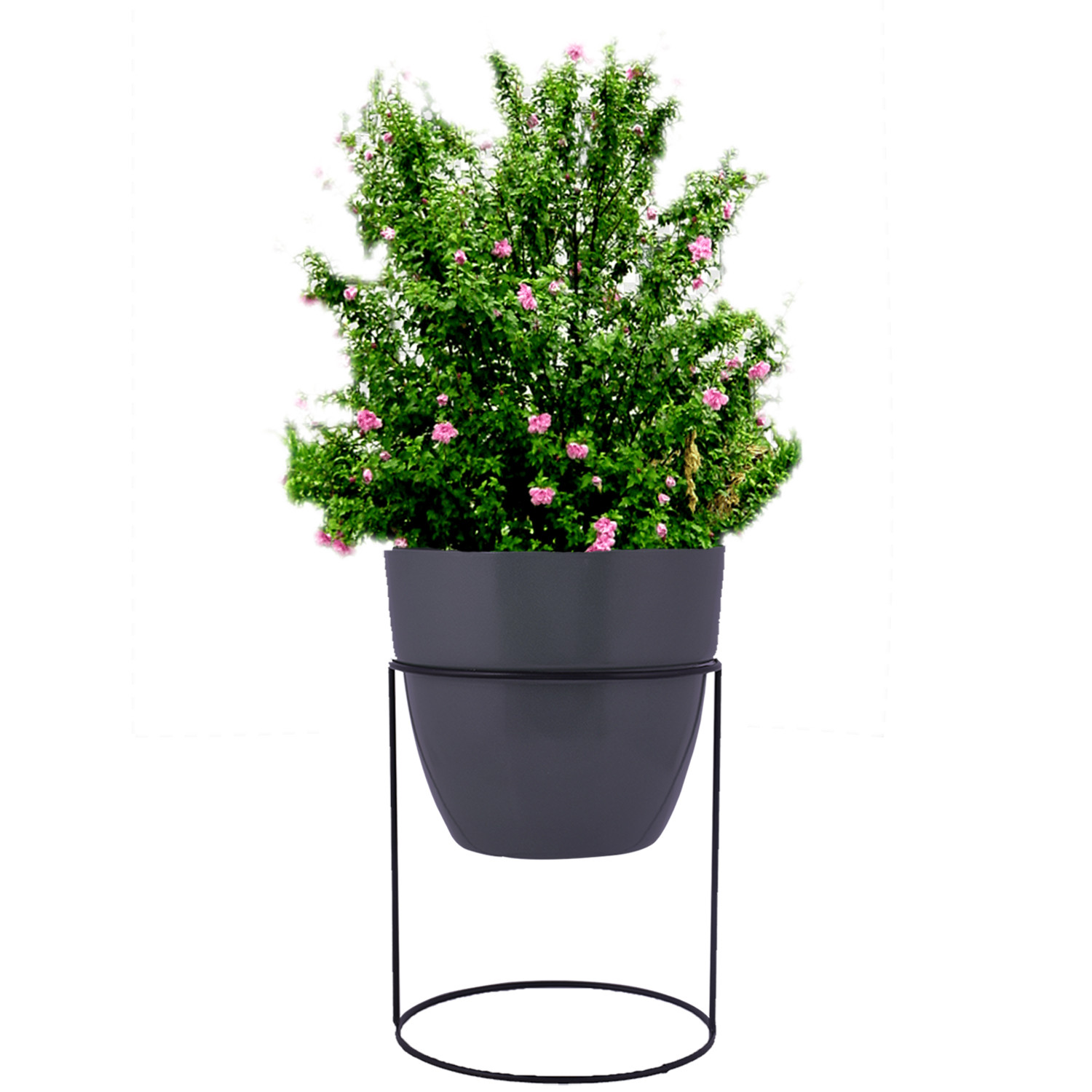 Kuber Industries Metal Planter|Decorative Modern Indoor Desk Pot|Iron Table Stand Flower Planter Pot For Home Décor,8.5 Inches,Pack of 2 (Gray & Terracotta)