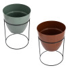 Kuber Industries Metal Planter|Decorative Modern Indoor Desk Pot|Iron Table Stand Flower Planter Pot For Home Décor,8.5 Inches,Pack of 2 (Green &amp; Terracotta)