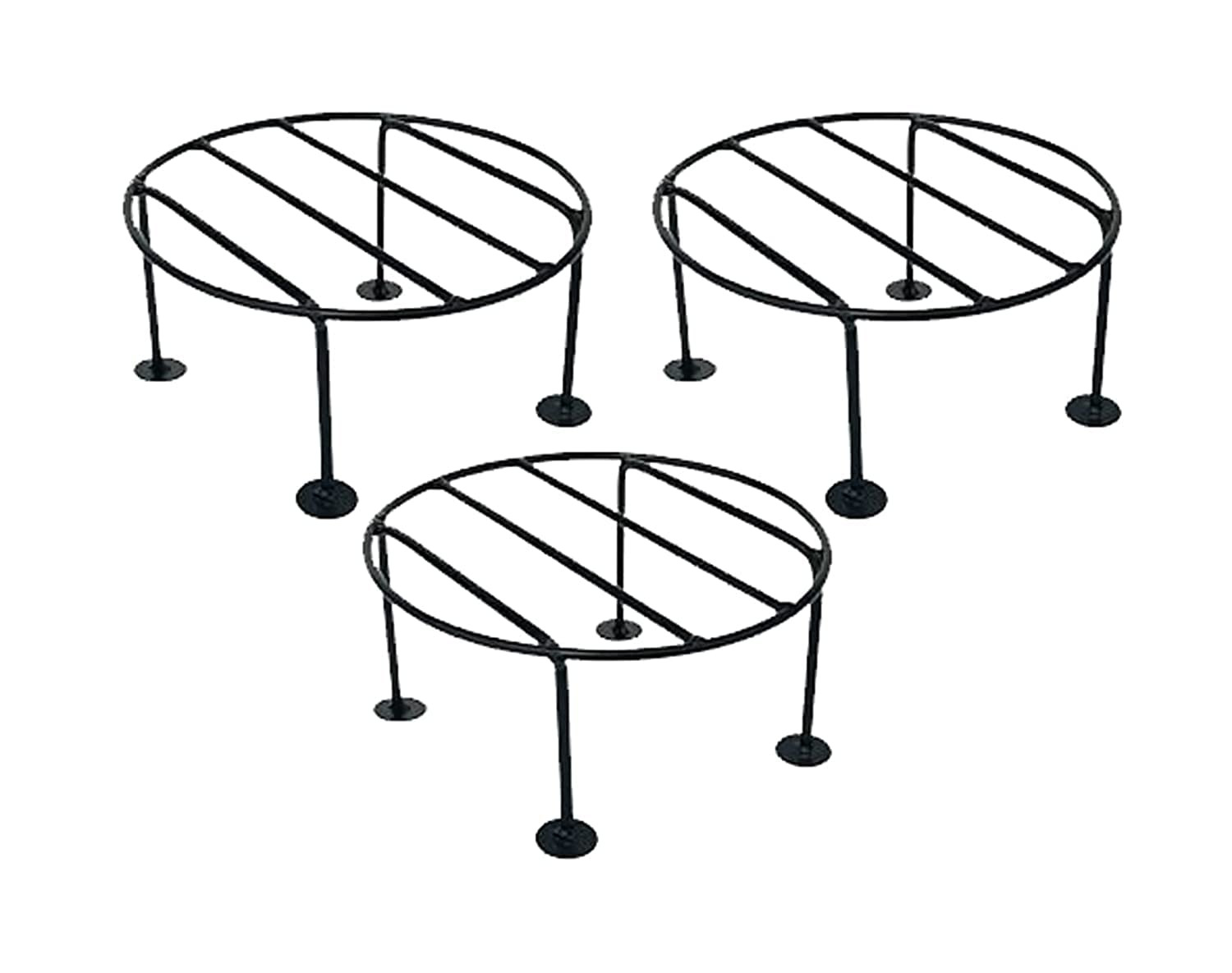 Kuber Industries Metal Pot Stand|Iron Flower Pot Stand for Outdoor Plants|Plant Stand for Balcony,Garden,Office,Pack of 3,(Black)