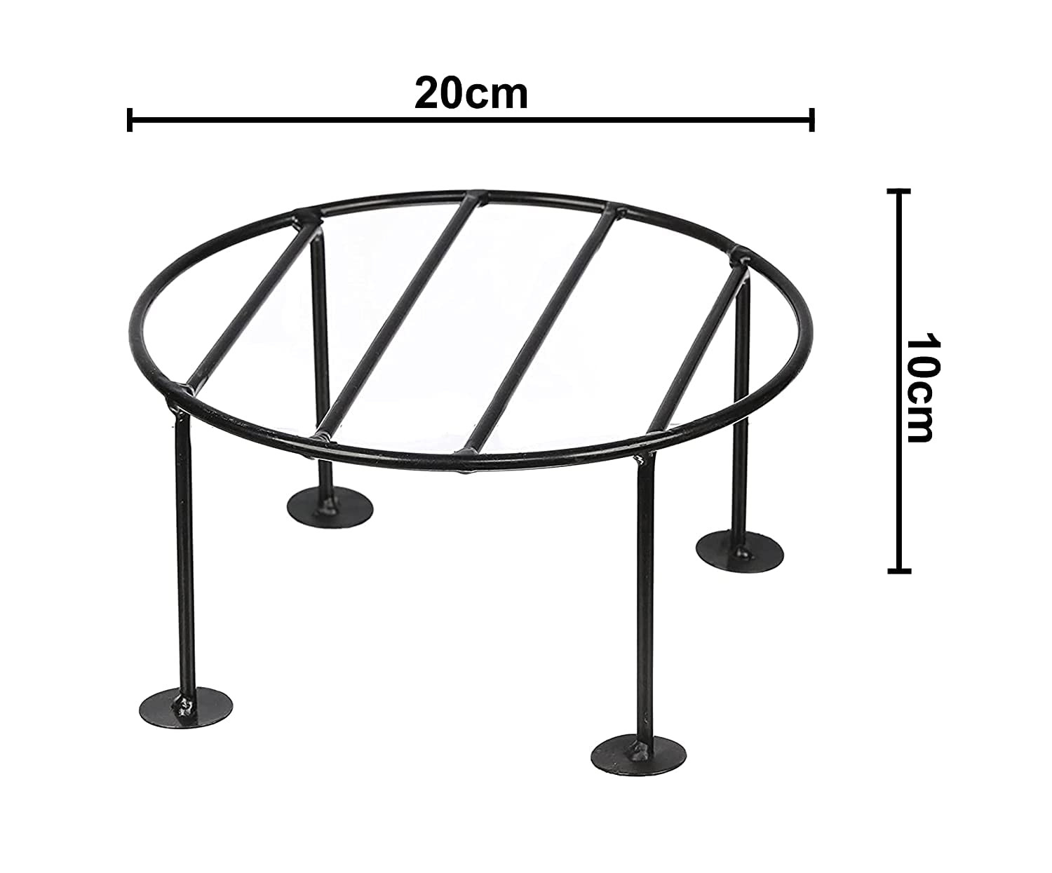 Kuber Industries Metal Pot Stand|Iron Flower Pot Stand for Outdoor Plants|Plant Stand for Balcony,Garden,Office,Pack of 3,(Black)