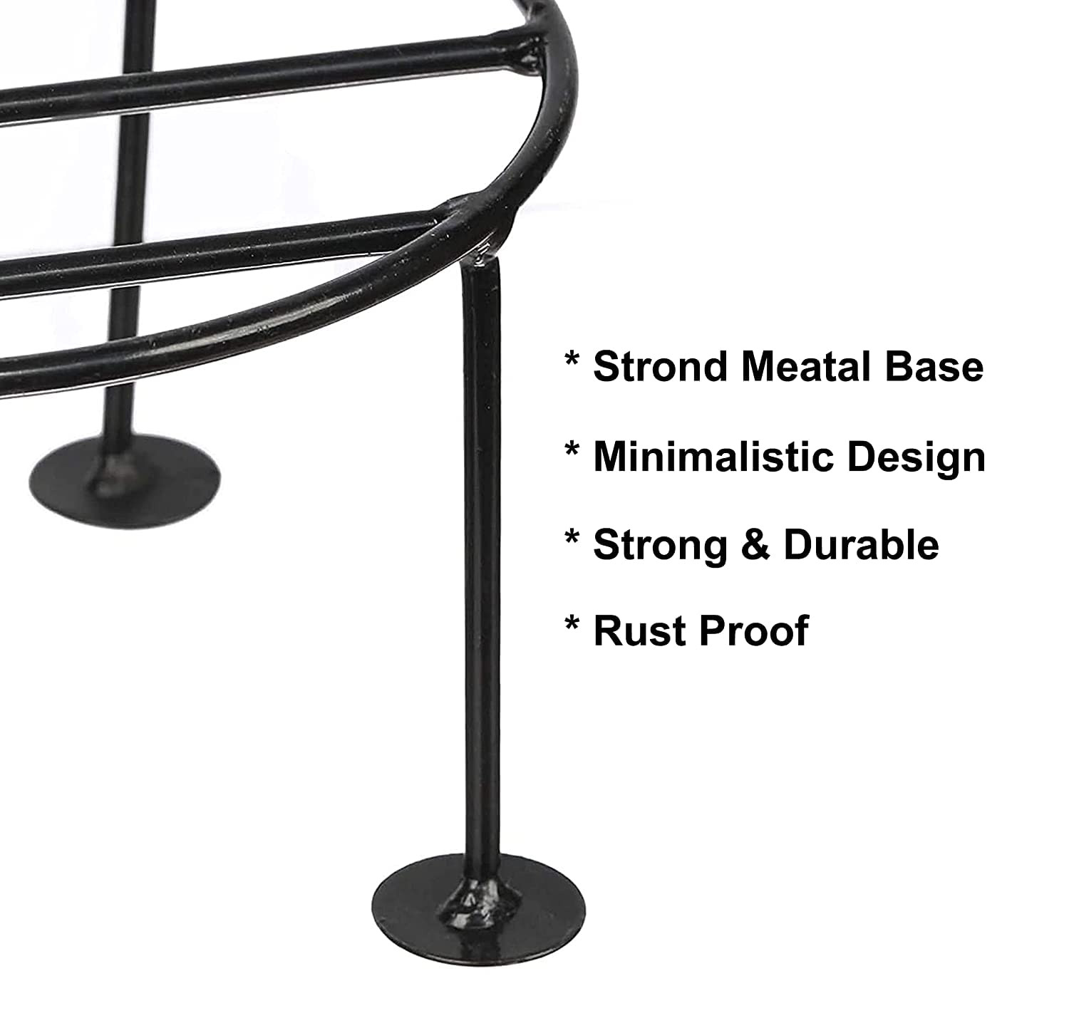 Kuber Industries Metal Pot Stand|Iron Flower Pot Stand for Outdoor Plants|Plant Stand for Balcony,Garden,Office,Pack of 3,(Black)