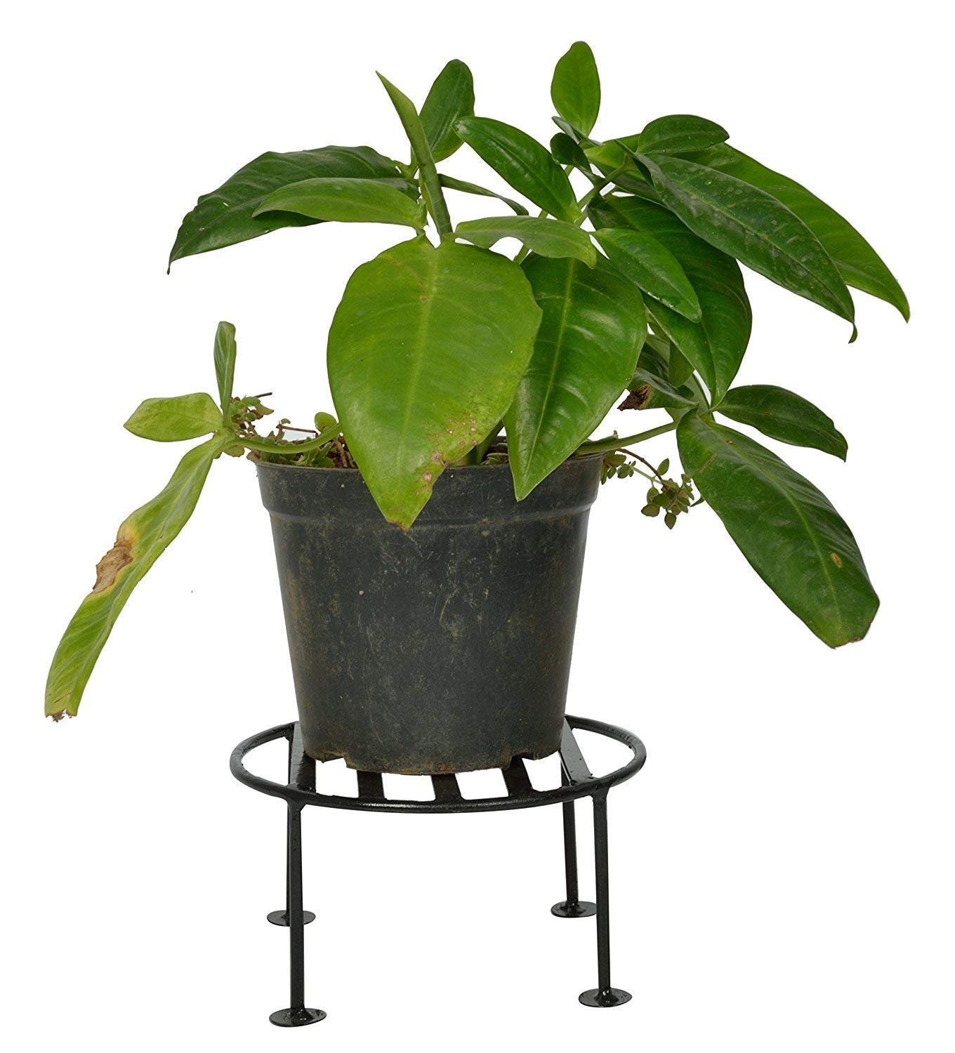 Kuber Industries Metal Pot Stand|Iron Flower Pot Stand for Outdoor Plants|Plant Stand for Balcony,Garden,Office,Pack of 3,(Black)