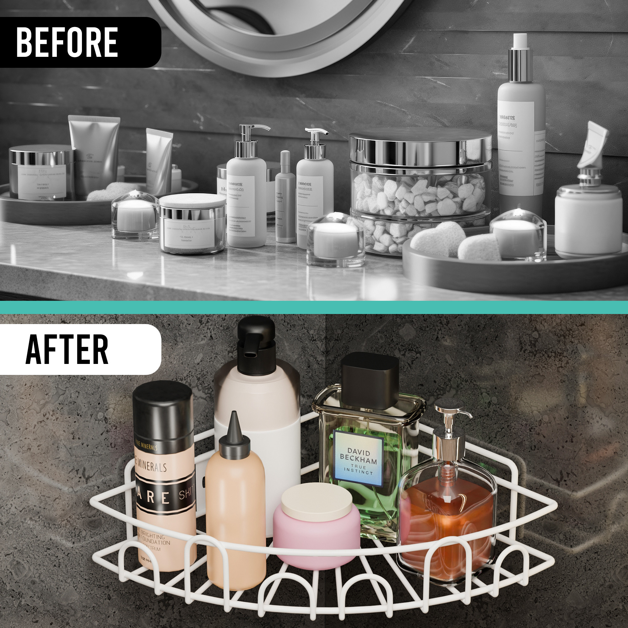 Kuber Industries Metal Self Adhesive Bathroom Organiser with Screws  Bathroom Corner ShelvesRack  Bathroom Shelf for Wall Adhesive  Triangle Corner Stand Bathroom Accessories  White