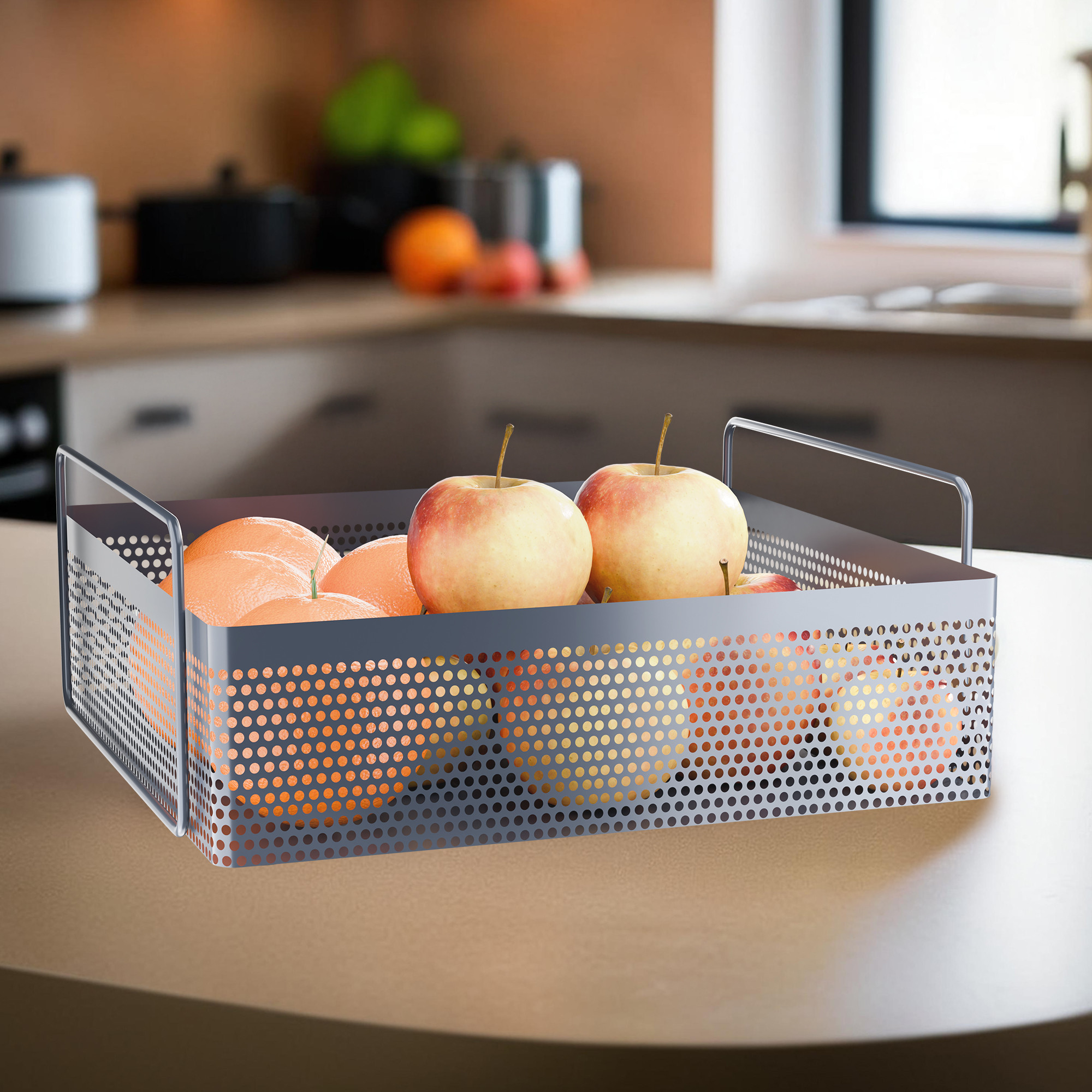 Kuber Industries Metal Square Kitchen Rack Stand Organiser  Countertop Organizer Kitchen Bathroom Standing Rack  Spice Oil Masala Cosmetics  Bathroom Vanity Storage Rack Shelf  Dark Grey