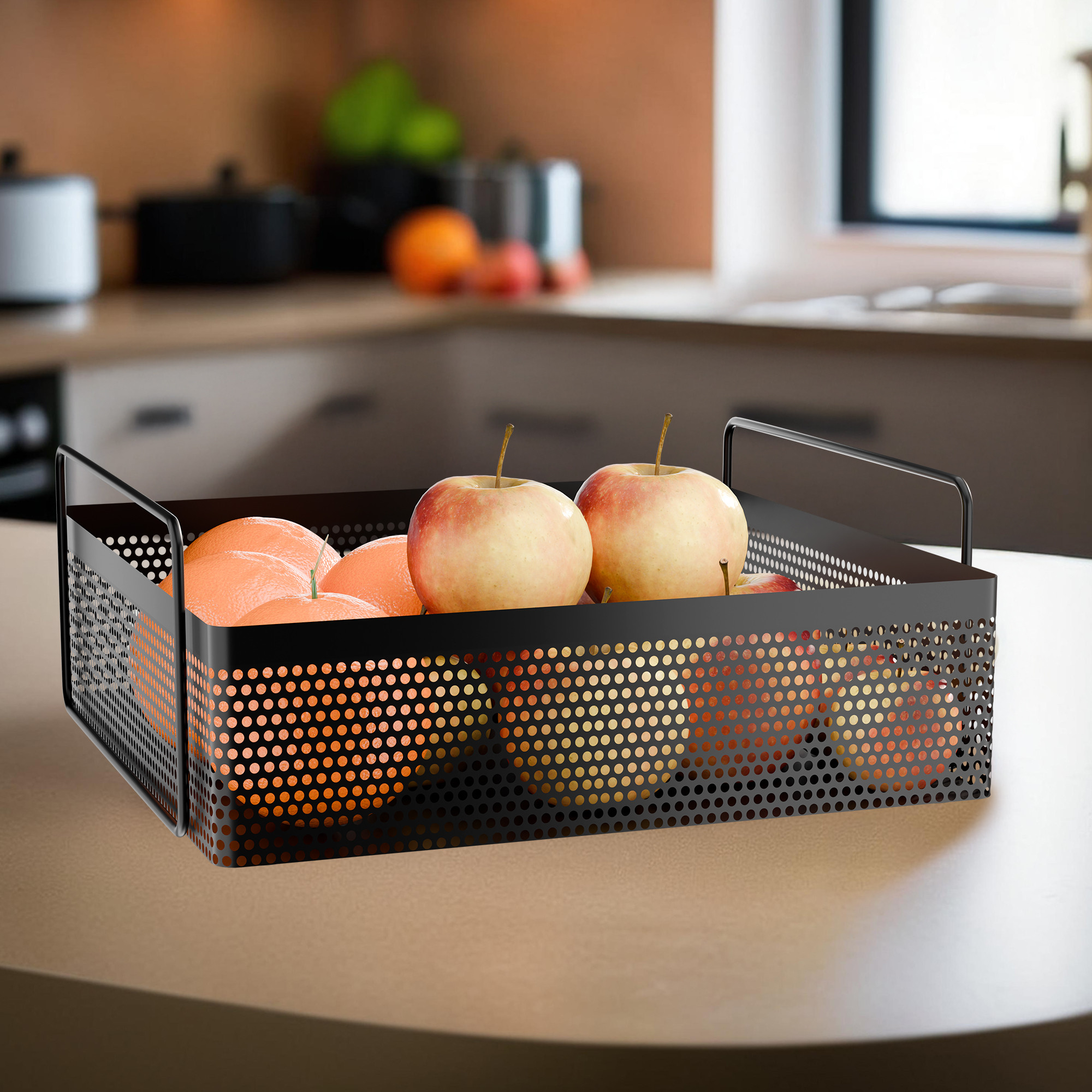 Kuber Industries Metal Square Kitchen Rack Stand Organiser  Countertop Organizer Kitchen Bathroom Standing Rack  Spice Oil Masala Cosmetics  Bathroom Vanity Storage Rack Shelf  Black