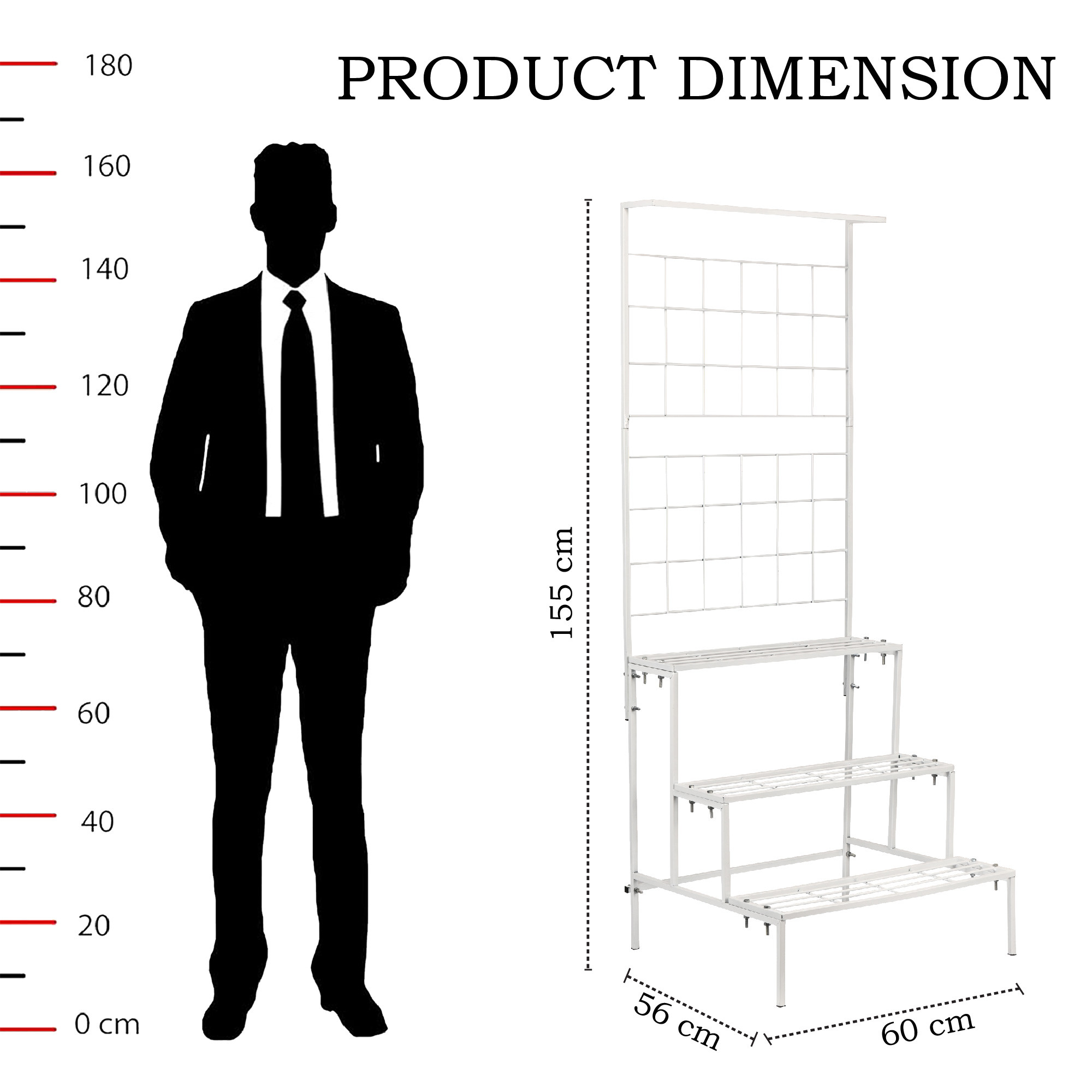 Kuber Industries Metal Tall Dual Purpose Vertical Garden  3 Tier Planter Stands for Balcony  Big IndoorOutdoor Flower Pot Stand for Garden  Gamla Stands for Living Room  Home Dcor  White