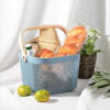 Kuber Industries Metal Wire Basket With Handle|Storage Basket Fot Fruits, Books|Mesh Open Storage Bin|Storage Organizer|Blue