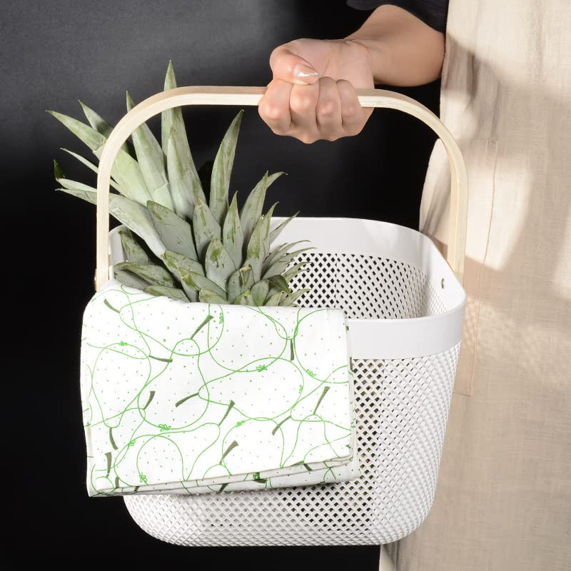 Kuber Industries Metal Wire Basket With Handle|Storage Basket Fot Fruits, Books|Mesh Open Storage Bin|Storage Organizer|White