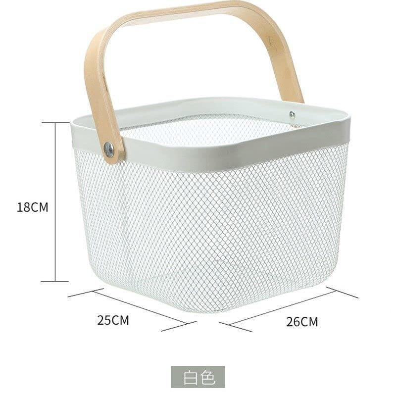 Kuber Industries Metal Wire Basket With Handle|Storage Basket Fot Fruits, Books|Mesh Open Storage Bin|Storage Organizer|White