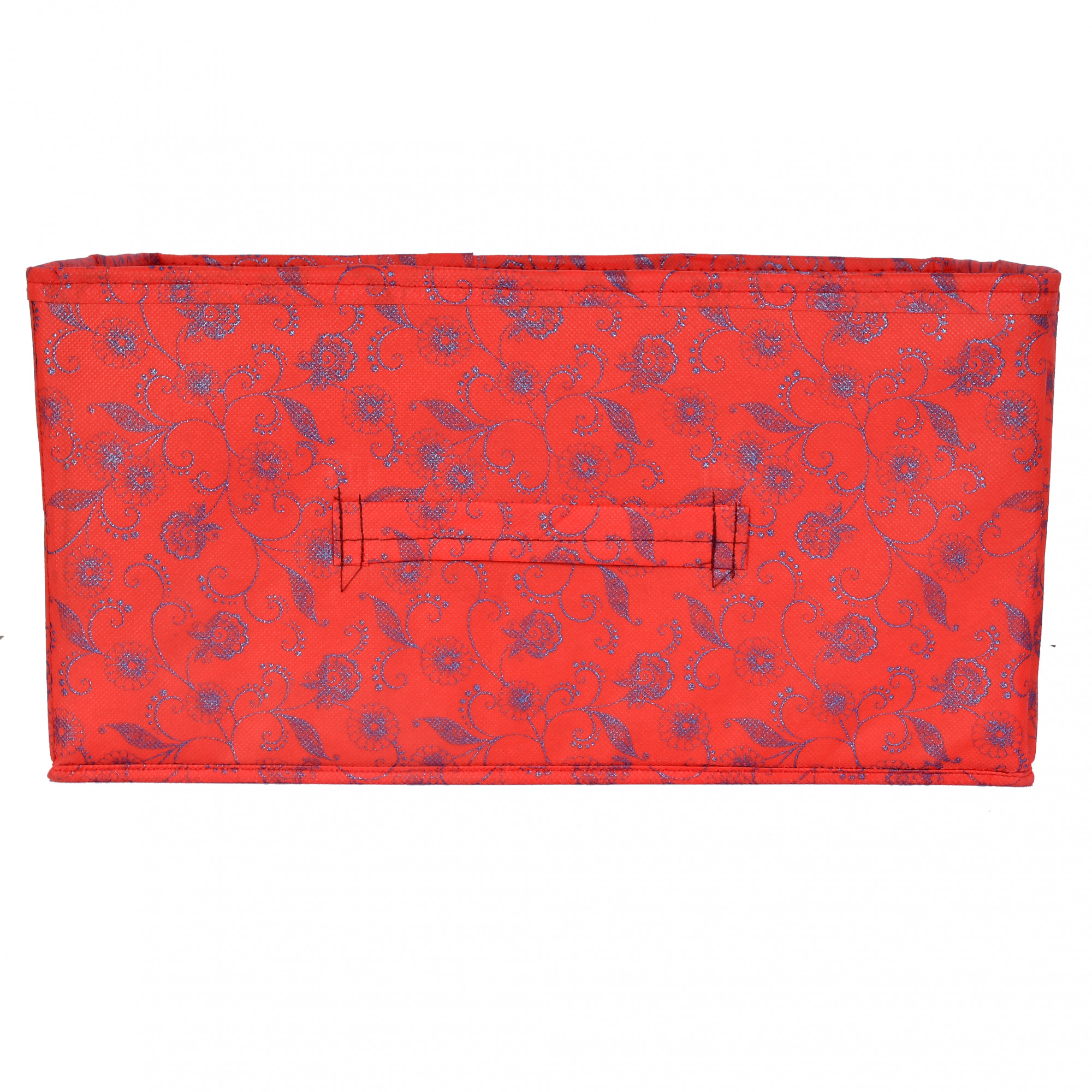 Kuber Industries Metalic Floral Print Non Woven Fabric Drawer Storage And Cloth Organizer Unit for Closet (Red)-KUBMART1180