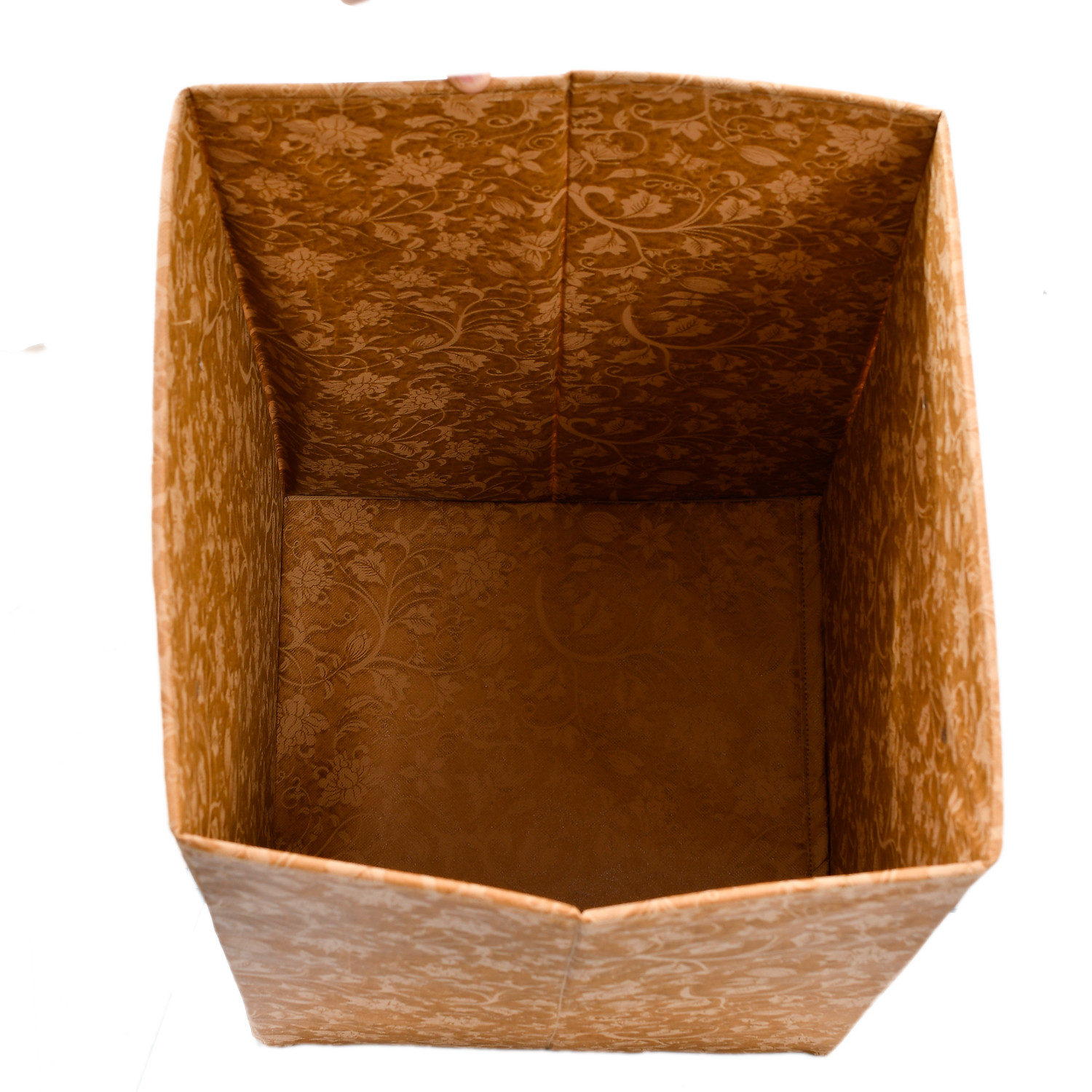 Kuber Industries Metalic Floral Print Non Woven Fabric Foldable Laundry Basket , Toy Storage Basket, Cloth Storage Basket With Handles (Beige)-KUBMART2071