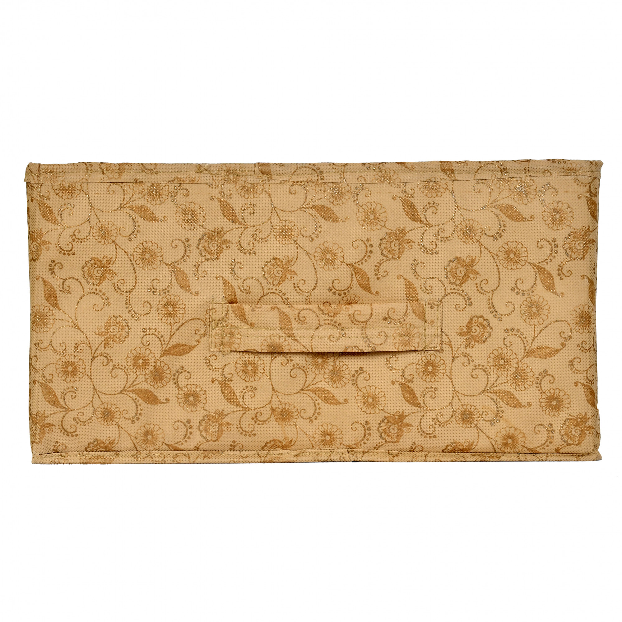 Kuber Industries Metalic Floral Print Non Woven Fabric Replacement Drawer Storage And Cloth Organizer Unit for Closet (Beige)-KUBMART3478