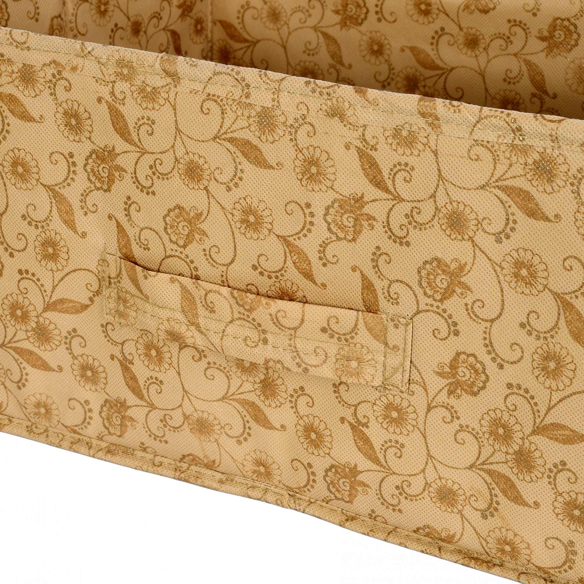Kuber Industries Metalic Floral Print Non Woven Fabric Replacement Drawer Storage And Cloth Organizer Unit for Closet (Beige)-KUBMART3478