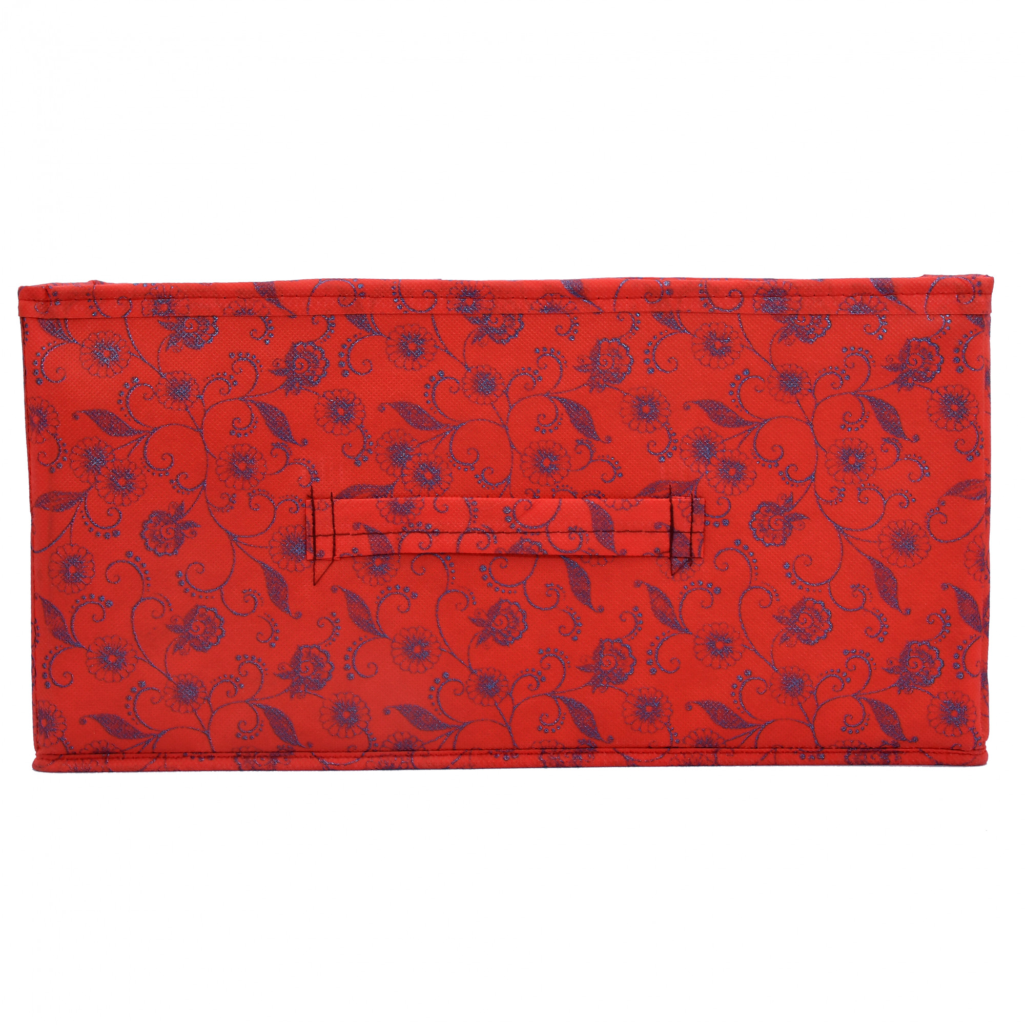 Kuber Industries Metalic Floral Print Non Woven Fabric Replacement Drawer Storage And Cloth Organizer Unit for Closet (Red)-KUBMART3488