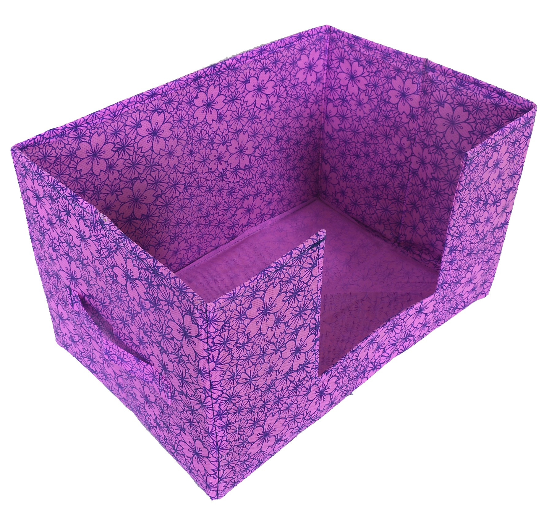 Kuber Industries Metalic Flower Print Non-Woven Shirt Stacker Closet Organizer - Shirts and Clothing Organizer With Handle (Pink & Purple)
