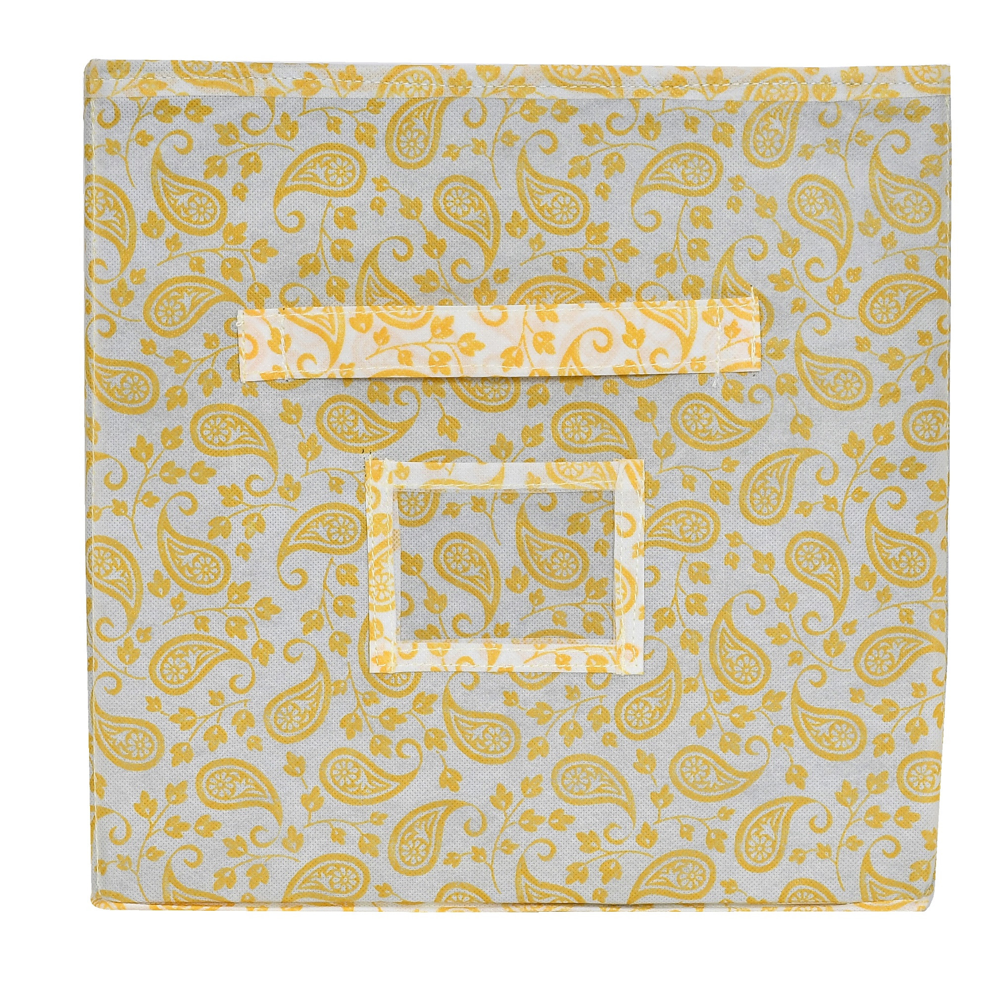 Kuber Industries Metalic Print Non Woven Fabric Foldable Storage Cube Toy,Books,Shoes Storage Box With Handle,Extra Large (Gold)-KUBMART2109