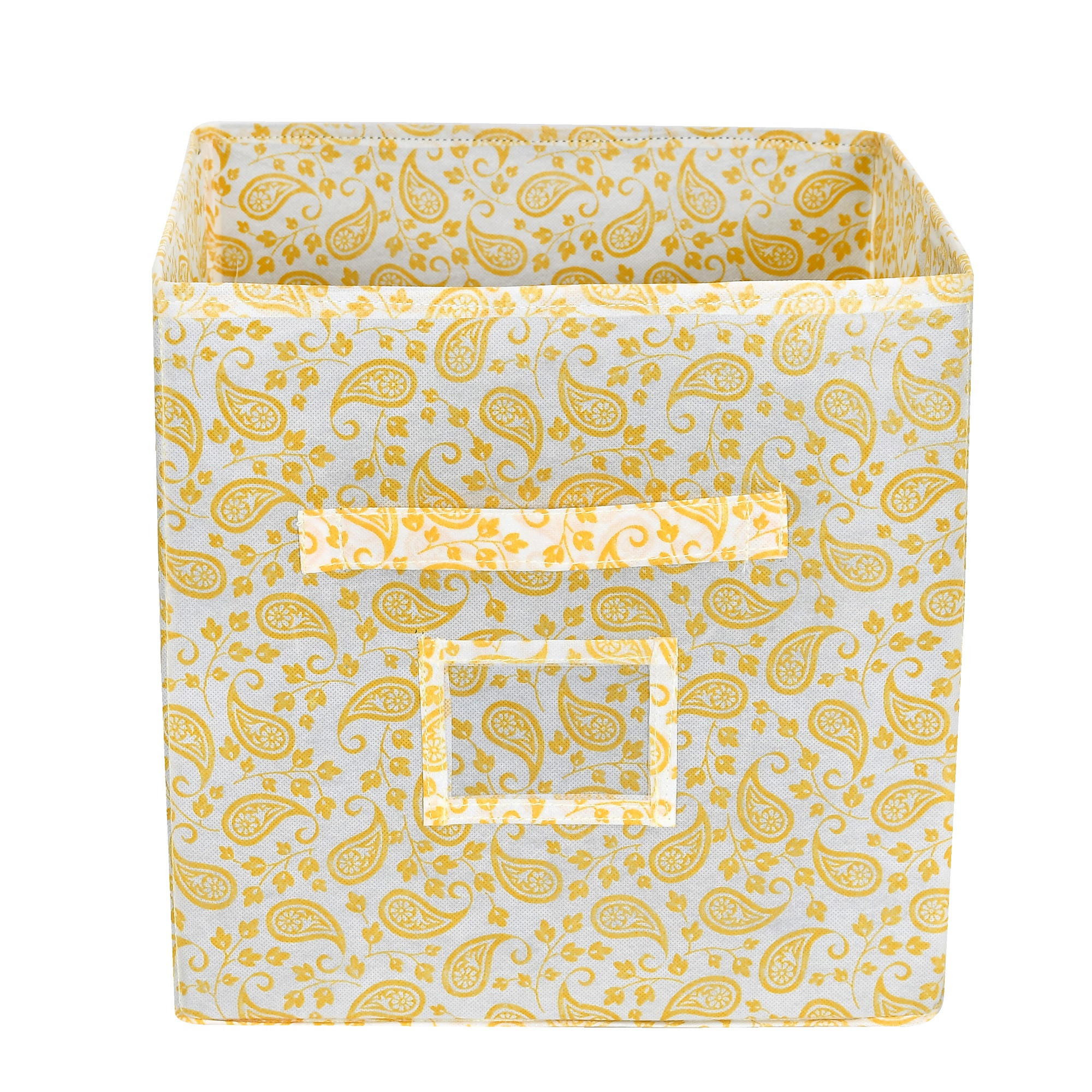 Kuber Industries Metalic Print Non Woven Fabric Foldable Storage Cube Toy,Books,Shoes Storage Box With Handle,Extra Large (Gold)-KUBMART2109