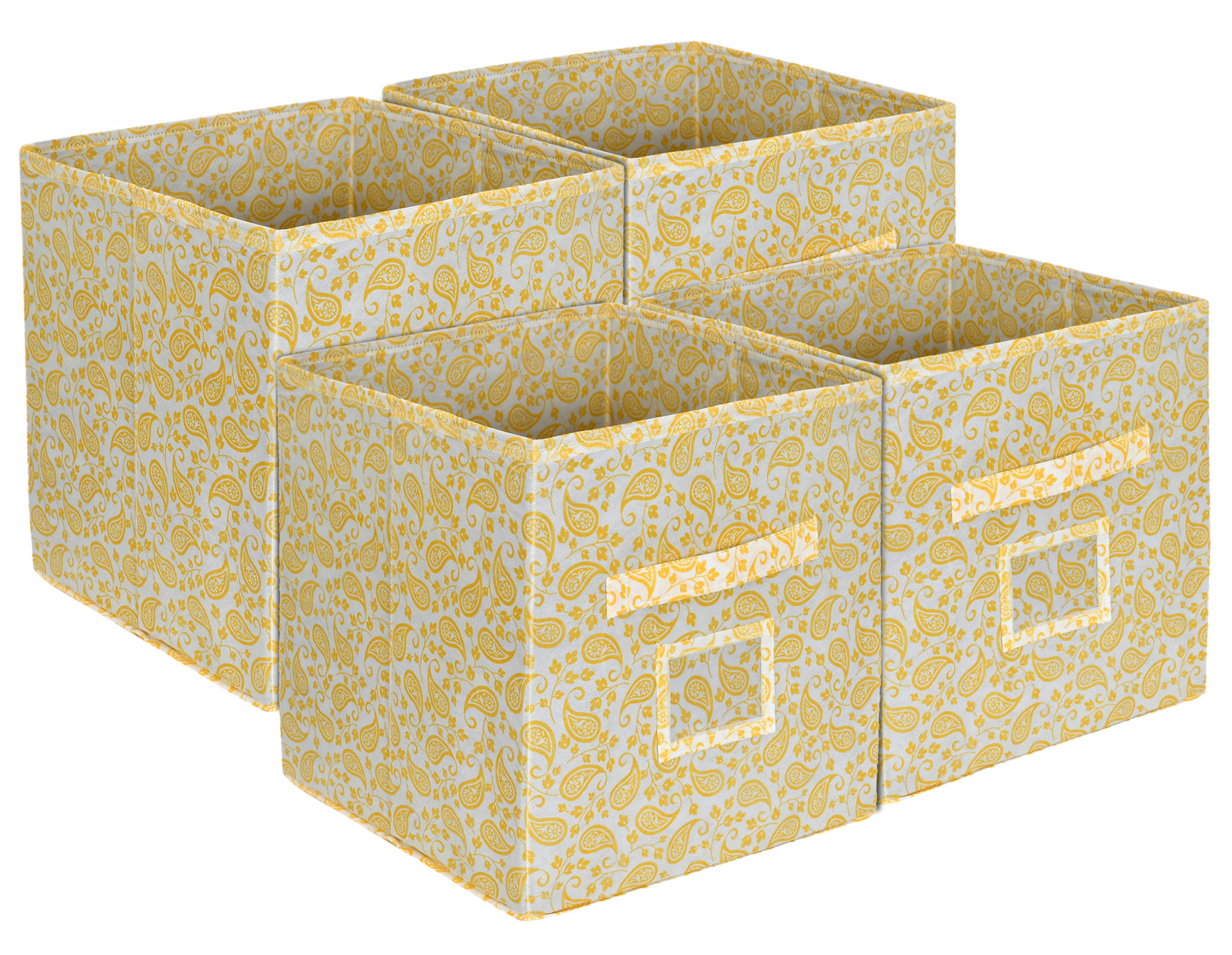 Kuber Industries Metalic Print Non Woven Fabric Foldable Storage Cube Toy,Books,Shoes Storage Box With Handle,Extra Large (Gold)-KUBMART2109