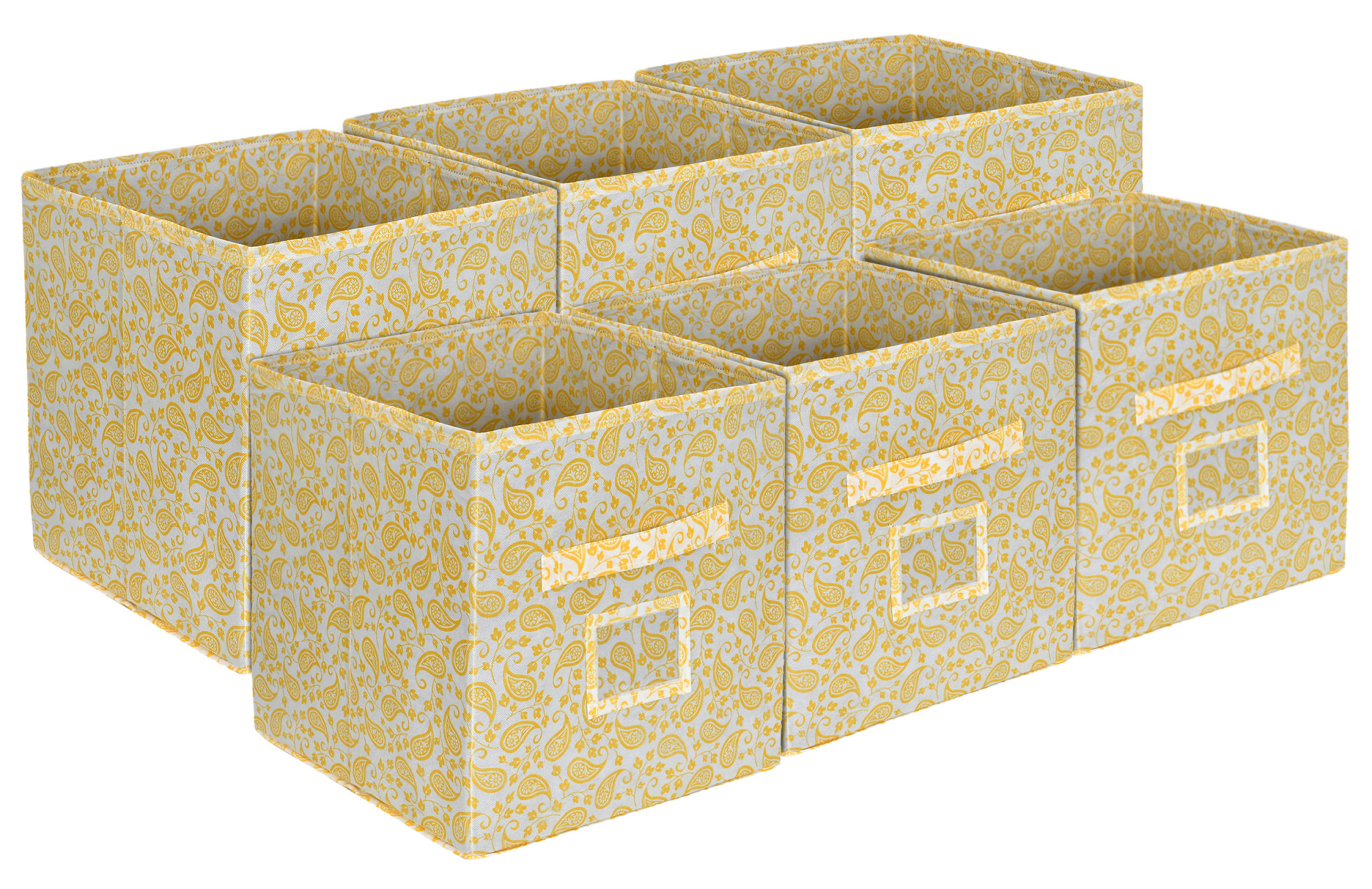 Kuber Industries Metalic Print Non Woven Fabric Foldable Storage Cube Toy,Books,Shoes Storage Box With Handle,Extra Large (Gold)-KUBMART2109