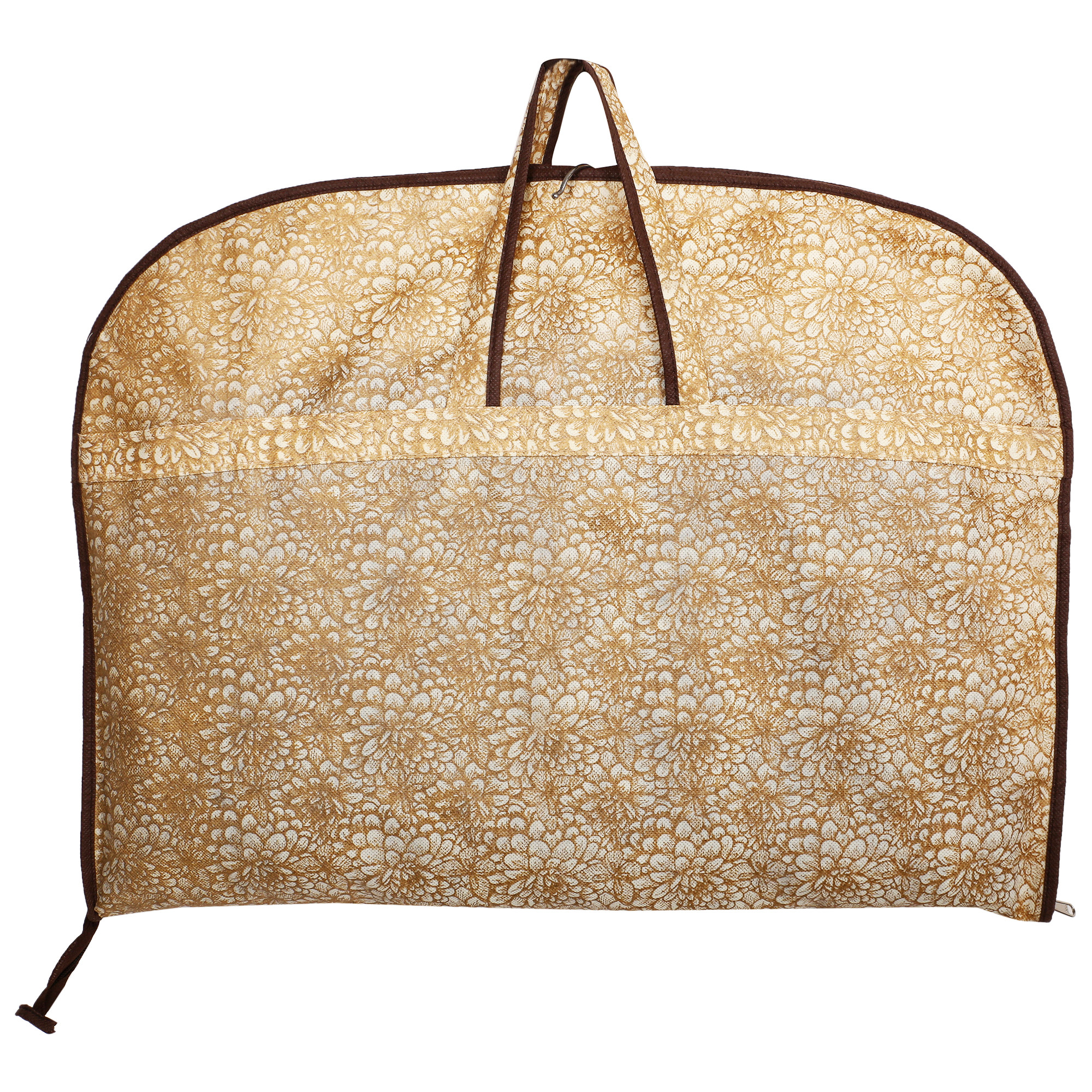 Kuber Industries Metalic Printed Foldable Non Woven Men's Coat Blazer Cover (Golden & Brown) -CTKTC38161