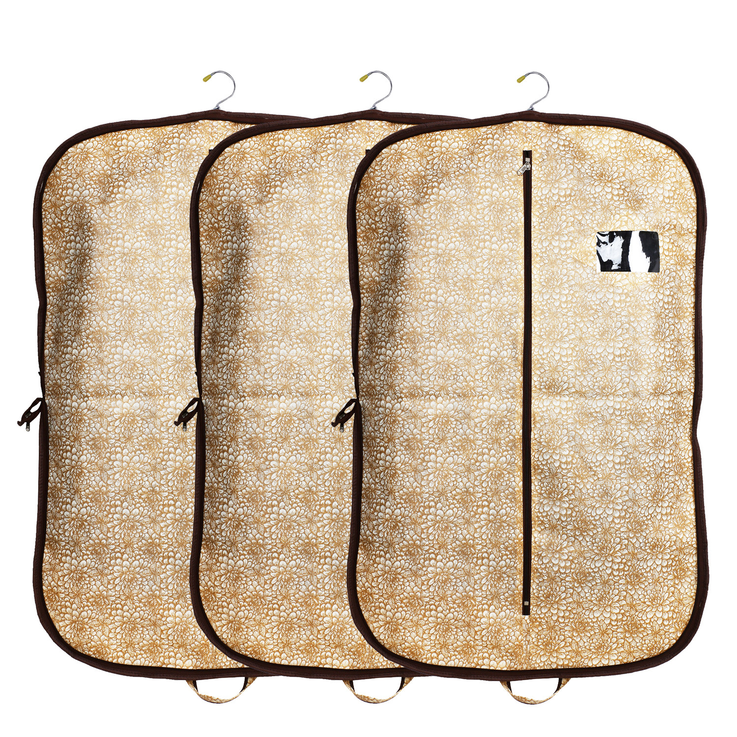 Kuber Industries Metalic Printed Foldable Non Woven Men's Coat Blazer Cover (Golden Brown)   -CTKTC41921