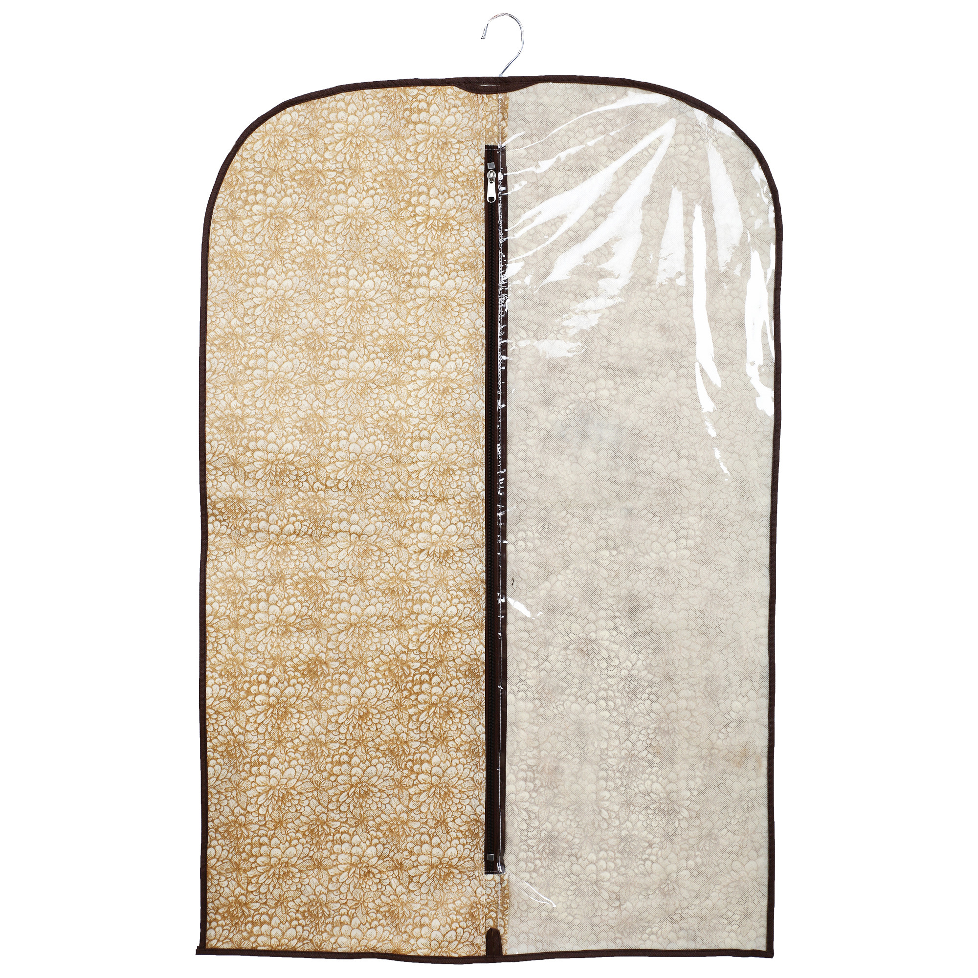 Kuber Industries Metalic Printed Half Transparent Non Woven Men's Coat Blazer Cover (Golden & Brown) -CTKTC38147