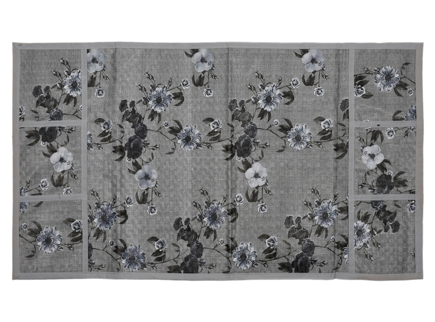 Kuber Industries Metallic Flower Print PVC Fridge Top Cover With 6 Utility Side Pockets (Grey)