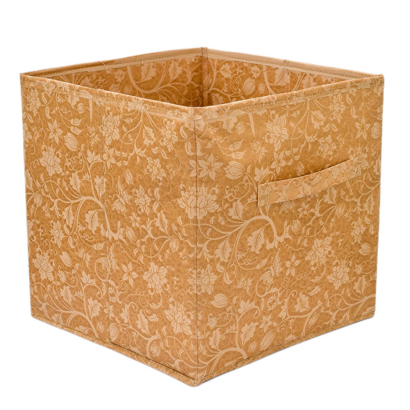 Kuber Industries Metallic Print Non Woven 2 Pieces Fabric Foldable Cubes Storage Box with Handle, Extra Large (Red & Beige)-KUBMART1758