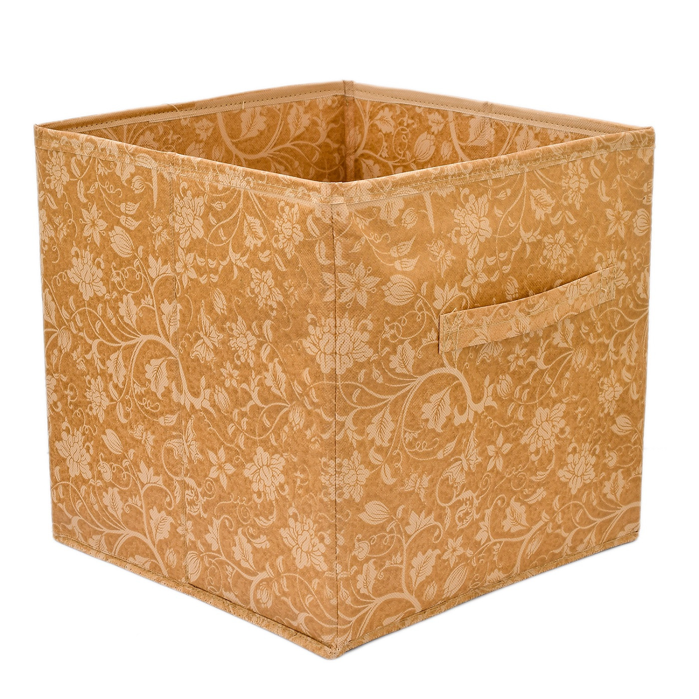 Kuber Industries Metallic Print Non Woven 4 Pieces Fabric Foldable Cubes Storage Box with Handle, Extra Large (Red & Beige)-KUBMART1760