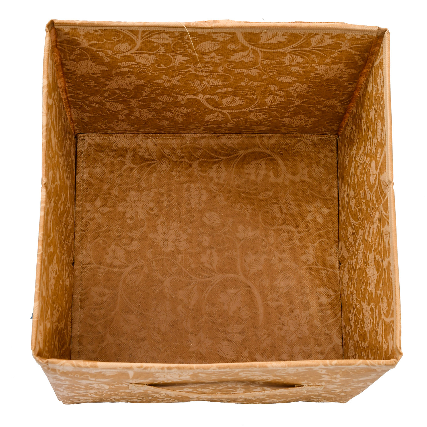 Kuber Industries Metallic Print Non Woven Fabric Foldable Cubes Storage Box with Handle, Extra Large (Beige)-KUBMART1748