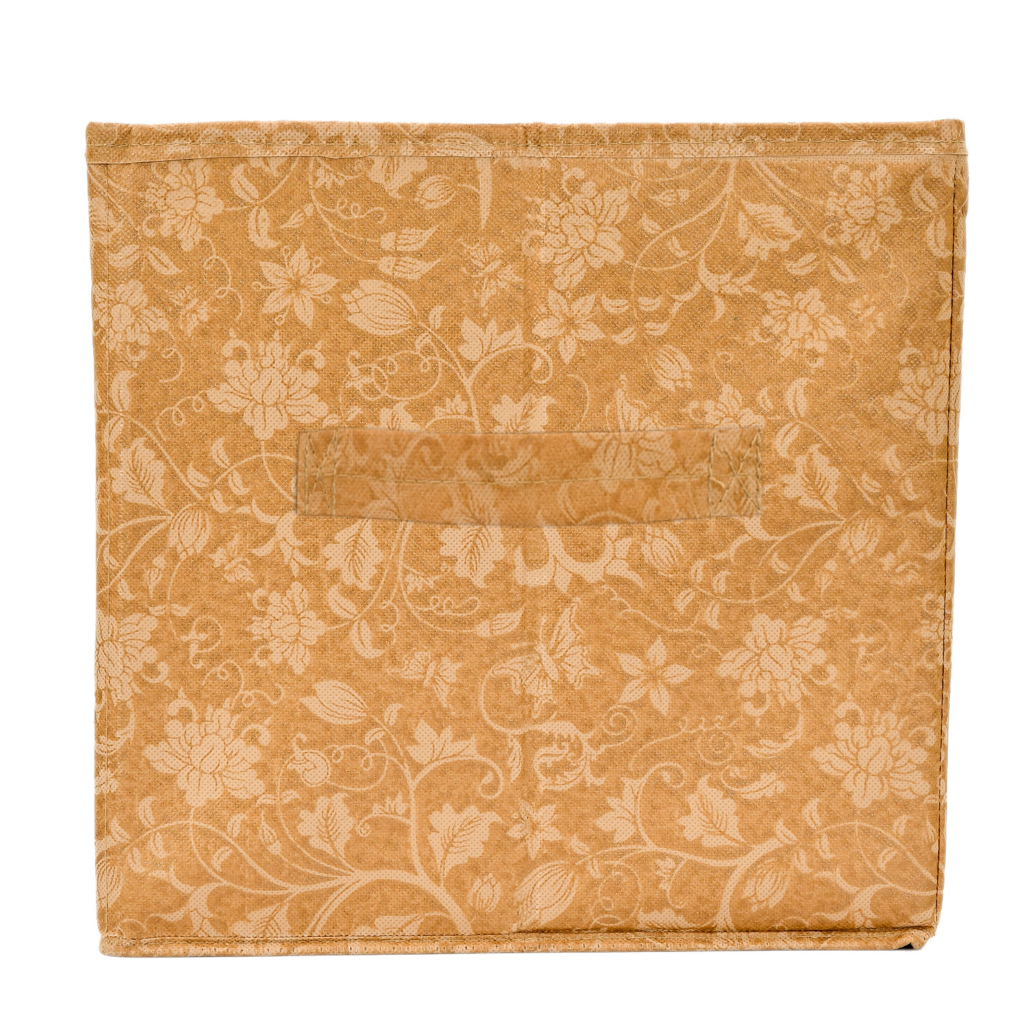 Kuber Industries Metallic Print Non Woven Fabric Foldable Cubes Storage Box with Handle, Extra Large (Beige)-KUBMART1748