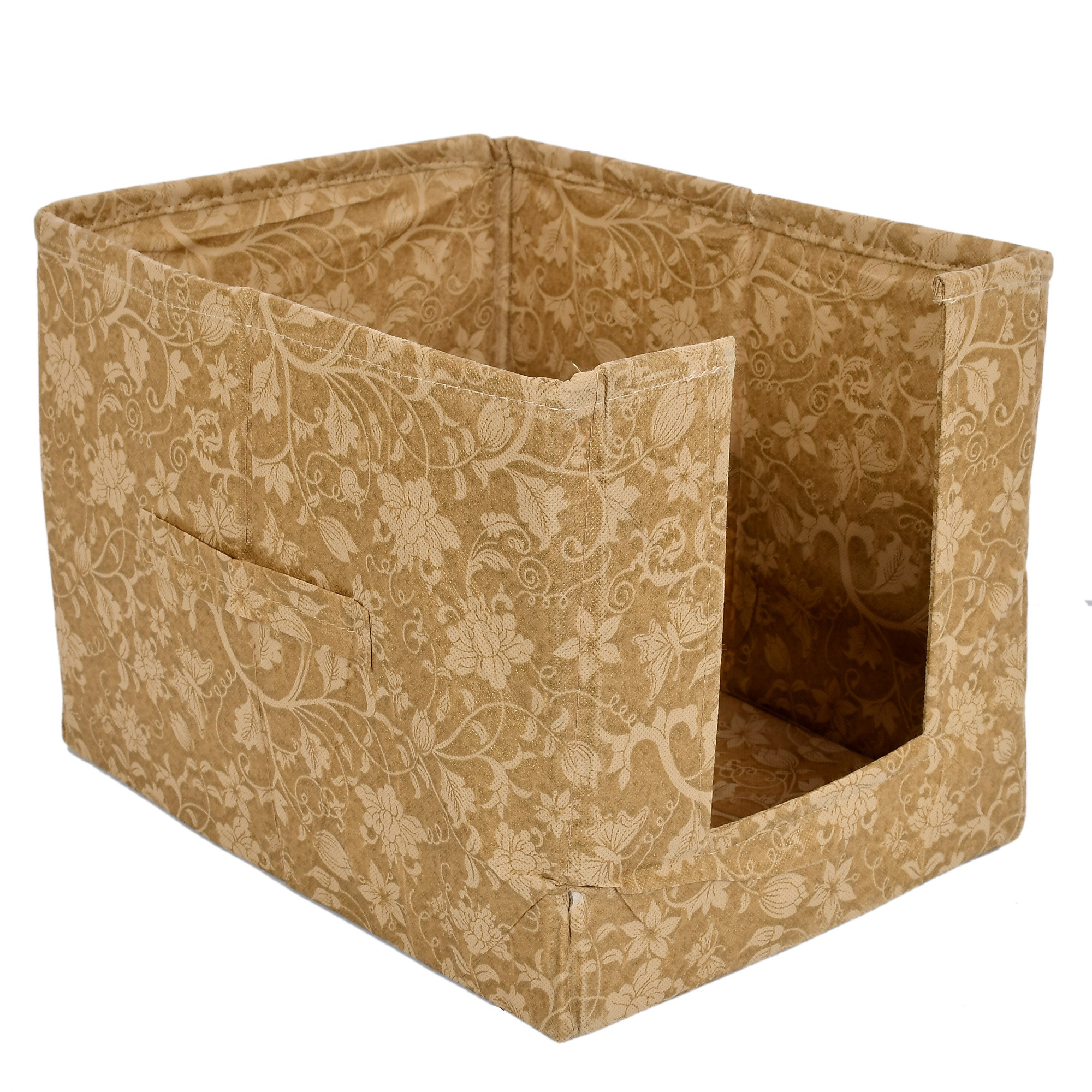 Kuber Industries Metallic Print Non Woven Shirt Stacker/Shirt Organizer Wardrobe Organizer (Beige)-KUBMART1638