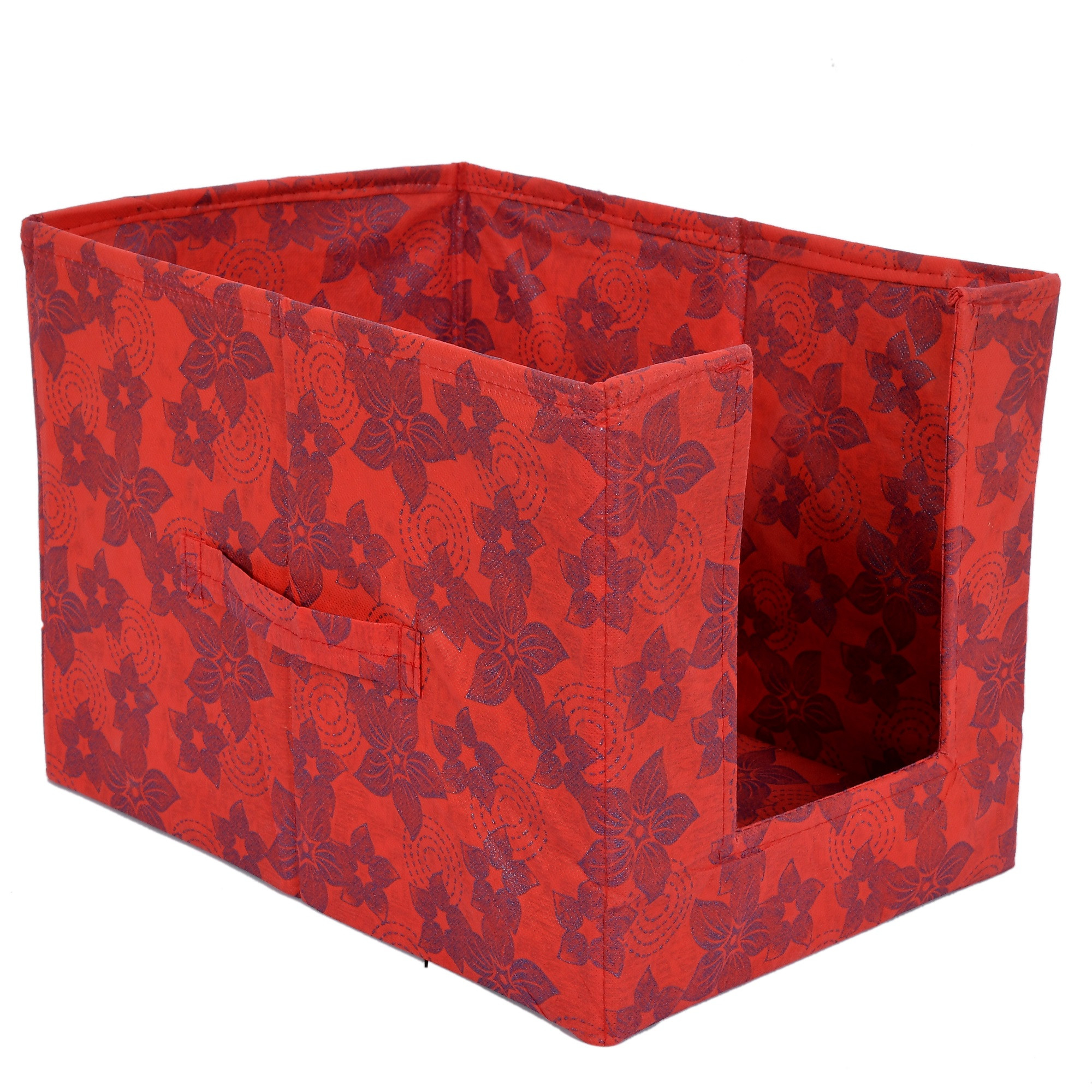 Kuber Industries Metallic Print Non Woven Shirt Stacker/Shirt Organizer Wardrobe Organizer (Red)-KUBMART1648