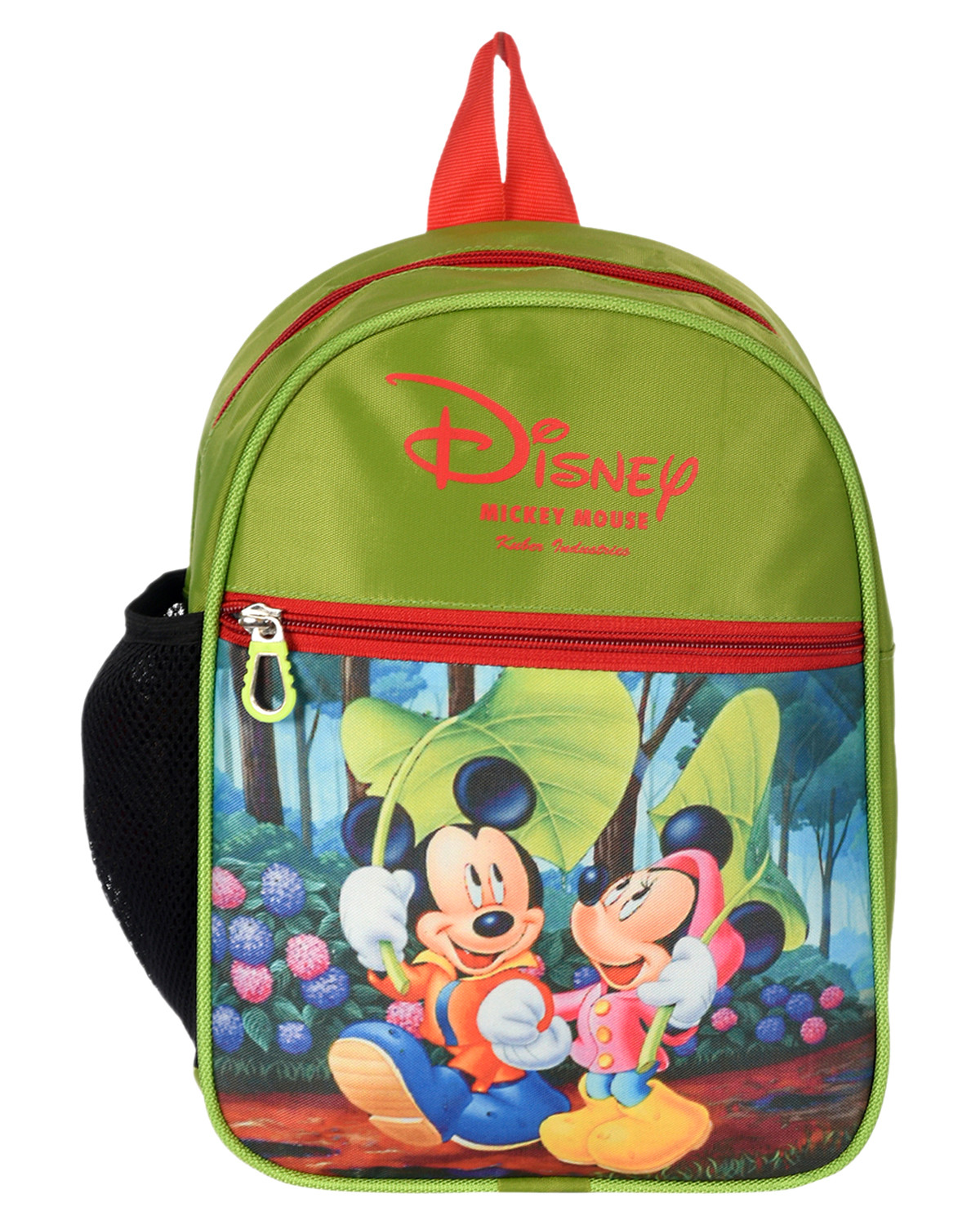 Kuber Industries Mickey & Minnie Print Kids Backpack Bag for School, Travel, Casual, Picnics (Green)