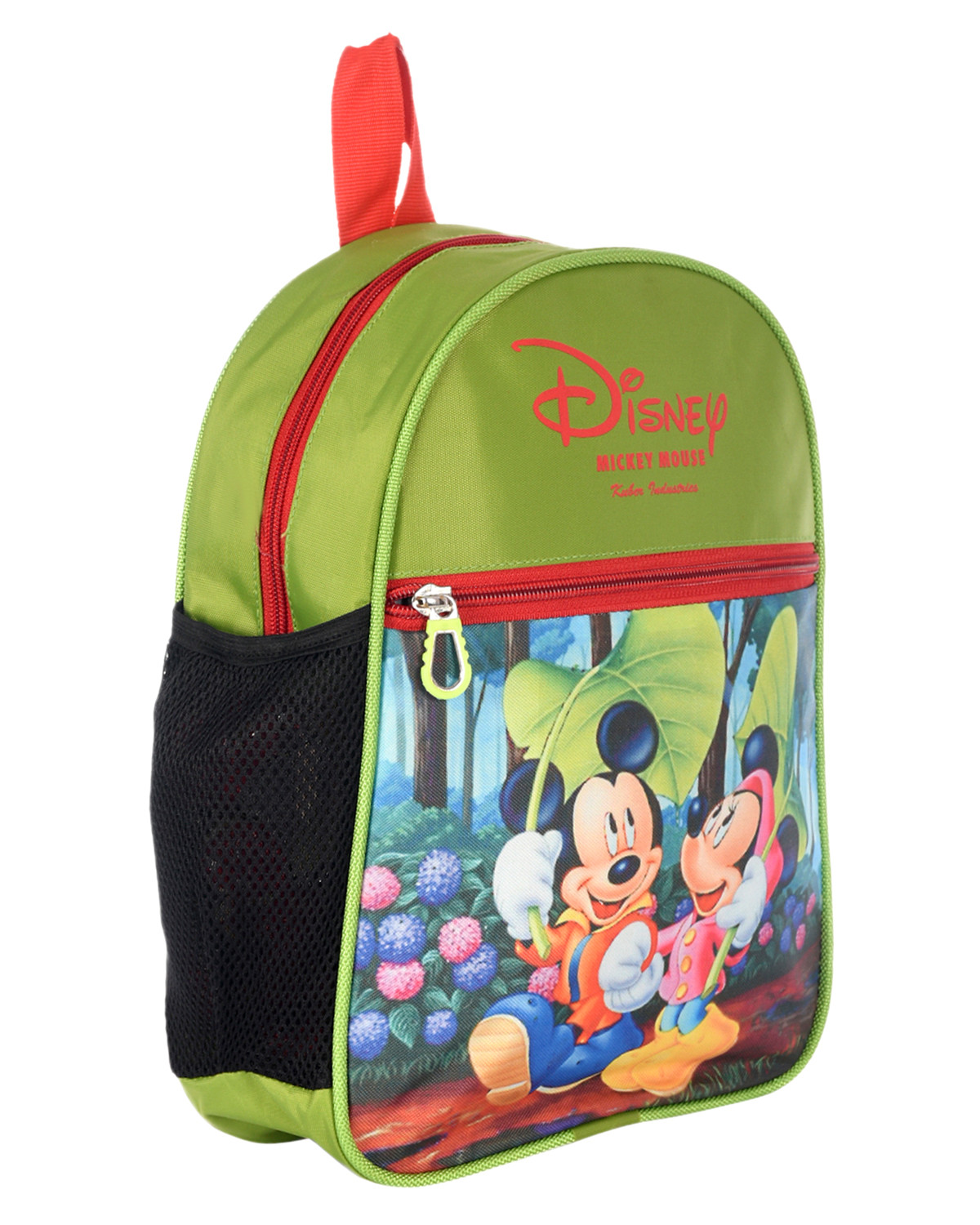 Kuber Industries Mickey & Minnie Print Kids Backpack Bag for School, Travel, Casual, Picnics (Green)