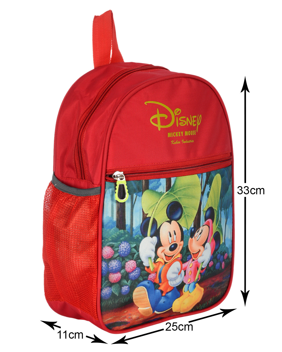 Kuber Industries Mickey & Minnie Print Kids Backpack Bag for School, Travel, Casual, Picnics (Red)