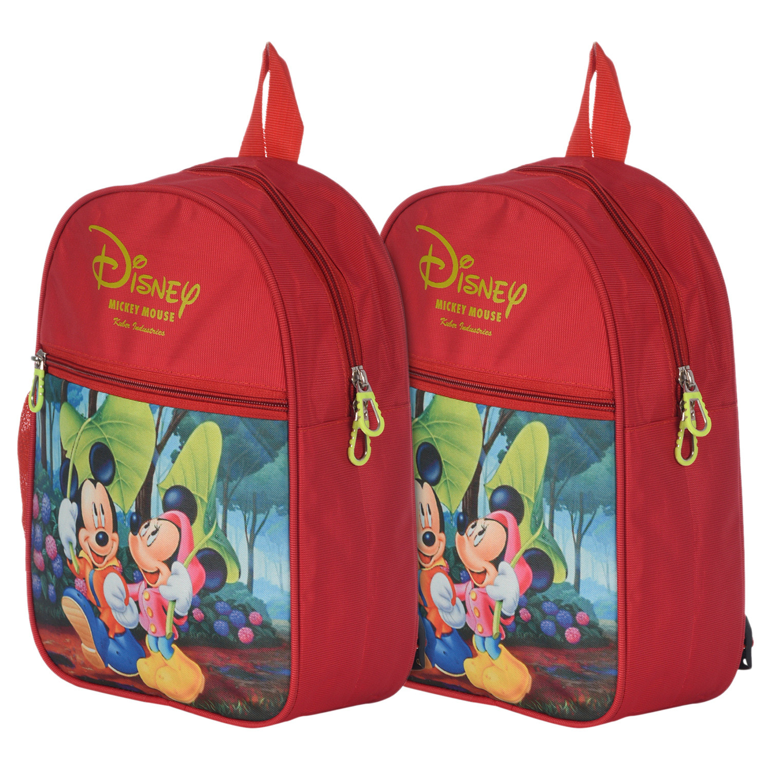 Kuber Industries Mickey & Minnie Print Kids Backpack Bag for School, Travel, Casual, Picnics (Red)