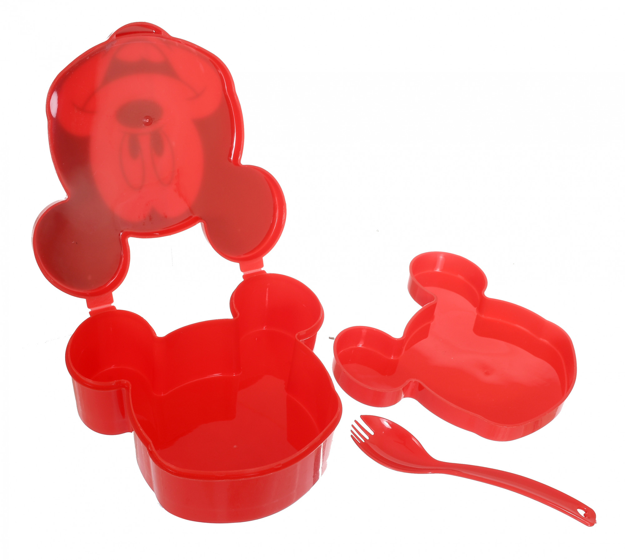 Kuber Industries Mickey Face Shaped Lunch Box for Kids, Food Storage Container Box, BPA Free On-the-Go Meal Prep Containers (Red)