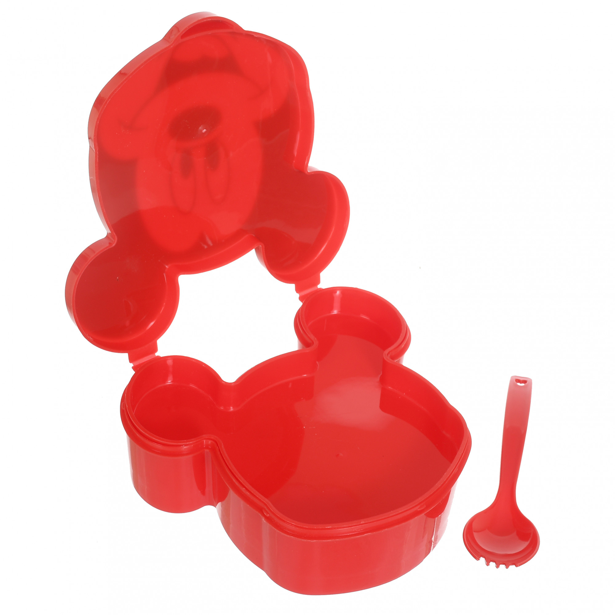 Kuber Industries Mickey Face Shaped Lunch Box for Kids, Food Storage Container Box, BPA Free On-the-Go Meal Prep Containers (Red)