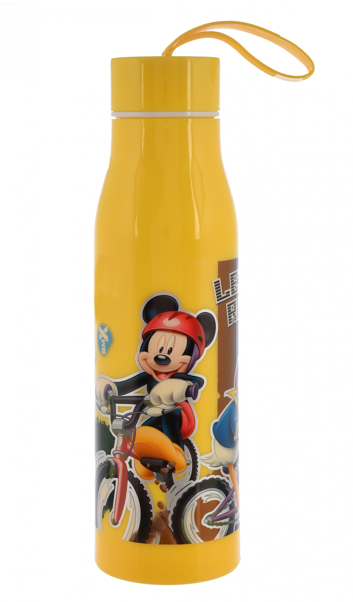Kuber Industries Mickey Mouse & Friends Printed BPA Free Food Grade Insulated Water Bottle For Kids-600ml (Yellow)