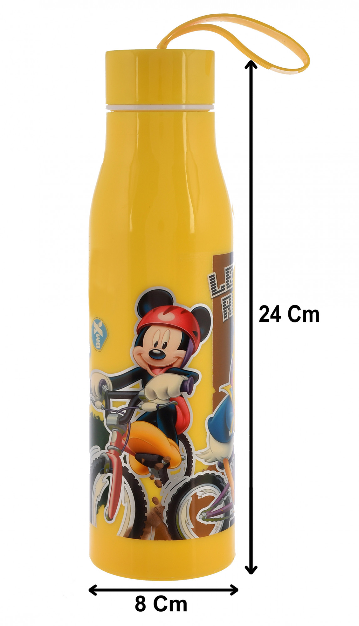Kuber Industries Mickey Mouse & Friends Printed BPA Free Food Grade Insulated Water Bottle For Kids-600ml (Yellow)