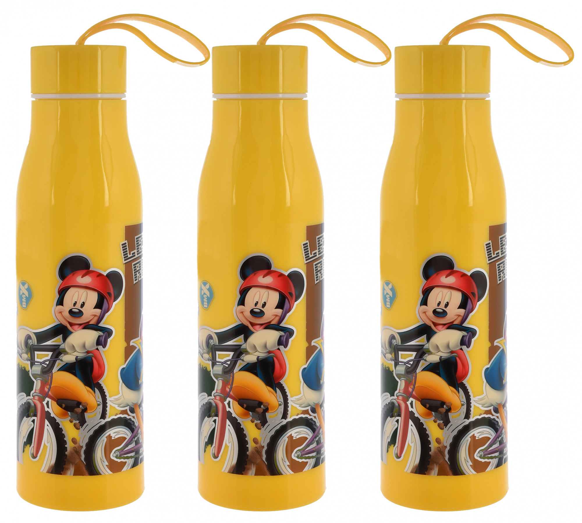 Kuber Industries Mickey Mouse & Friends Printed BPA Free Food Grade Insulated Water Bottle For Kids-600ml (Yellow)