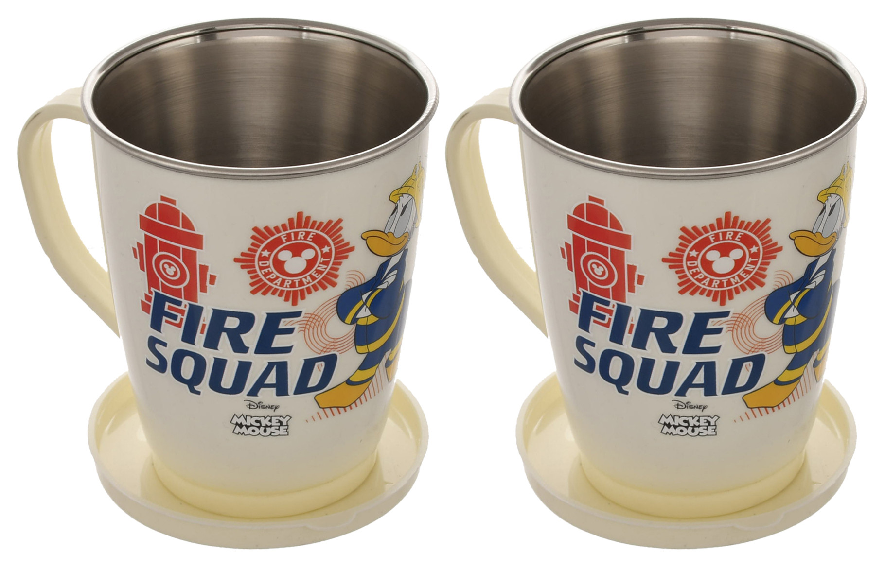 Kuber Industries Mickey Mouse & Friends Printed Food Grade BPA Free Tea/Coffee Mug for Coffee Tea Cocoa, Camping Mugs with Lid,(Cream)