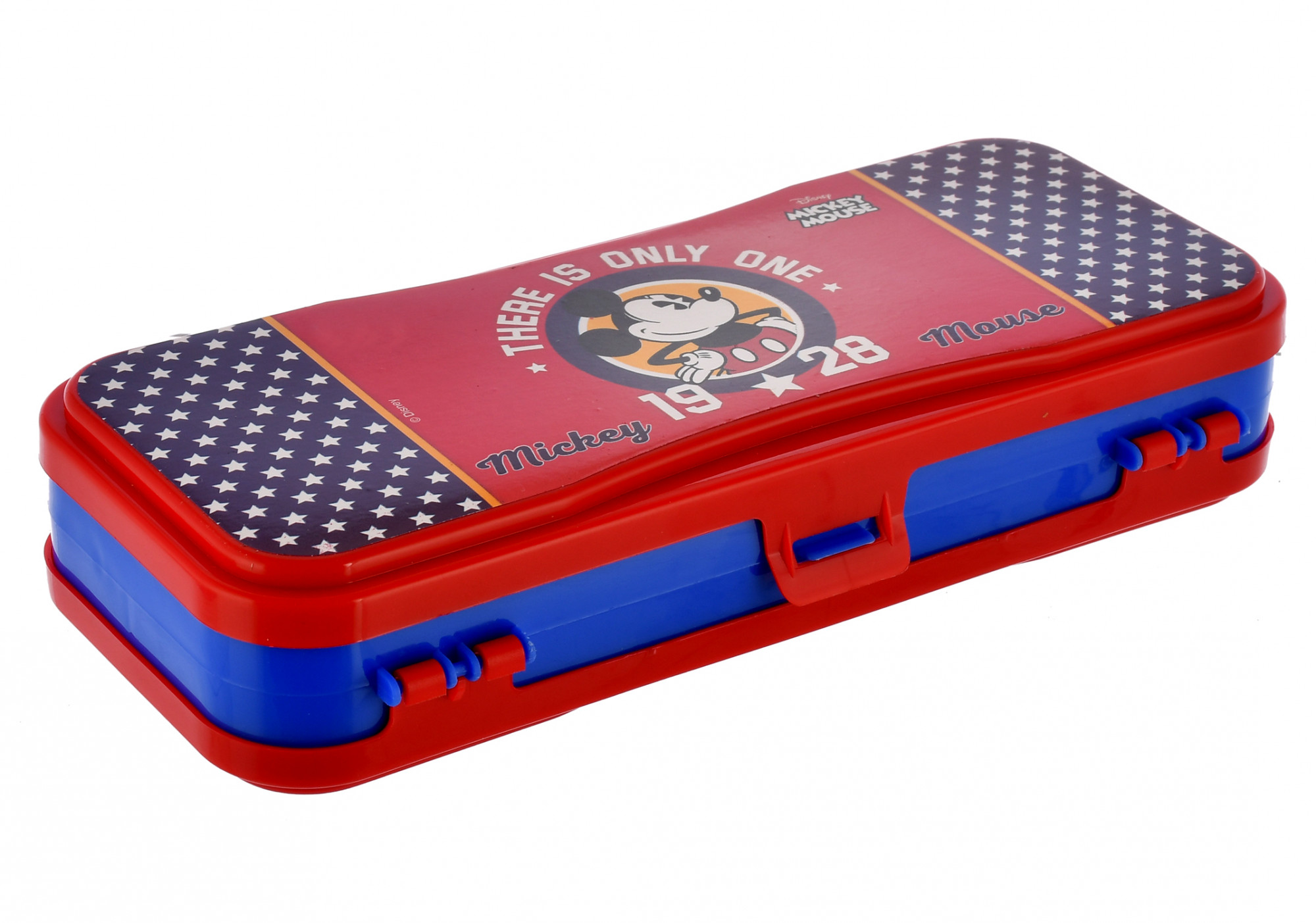 Kuber Industries Mickey Mouse Printed Double Sided Plastic Pencil Box  (Red)