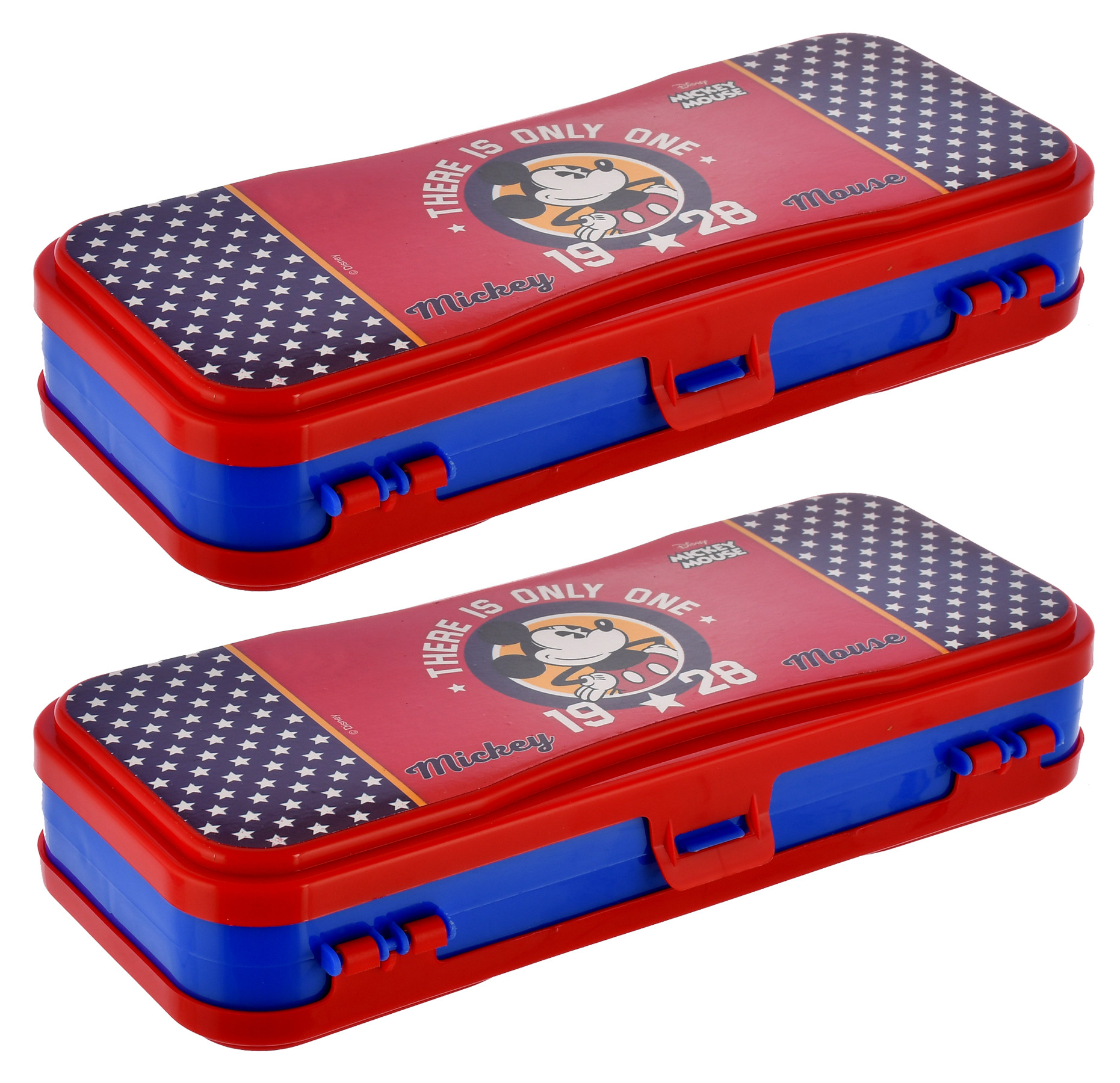 Kuber Industries Mickey Mouse Printed Double Sided Plastic Pencil Box  (Red)