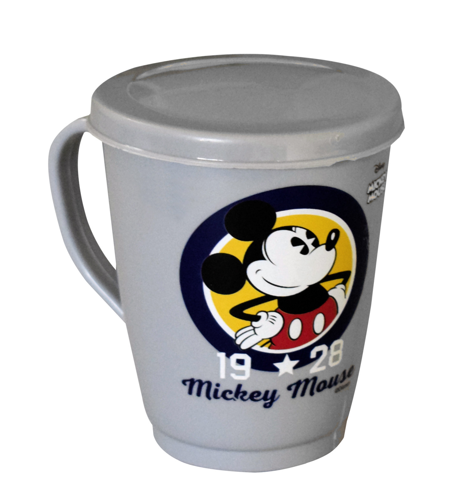 Kuber Industries Mickey Mouse Printed Food Grade BPA Free Tea/Coffee Mug for Coffee Tea Cocoa, Camping Mugs with Lid, (Grey)